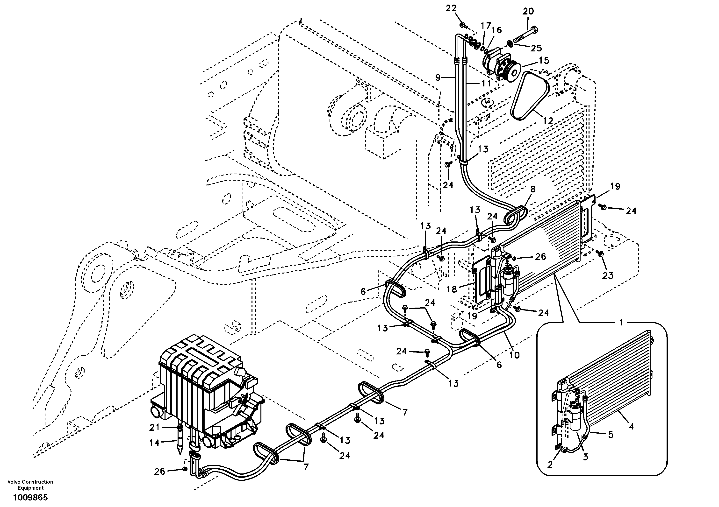 Air conditioning unit line  D12C ENGINE — volvo parts diagram