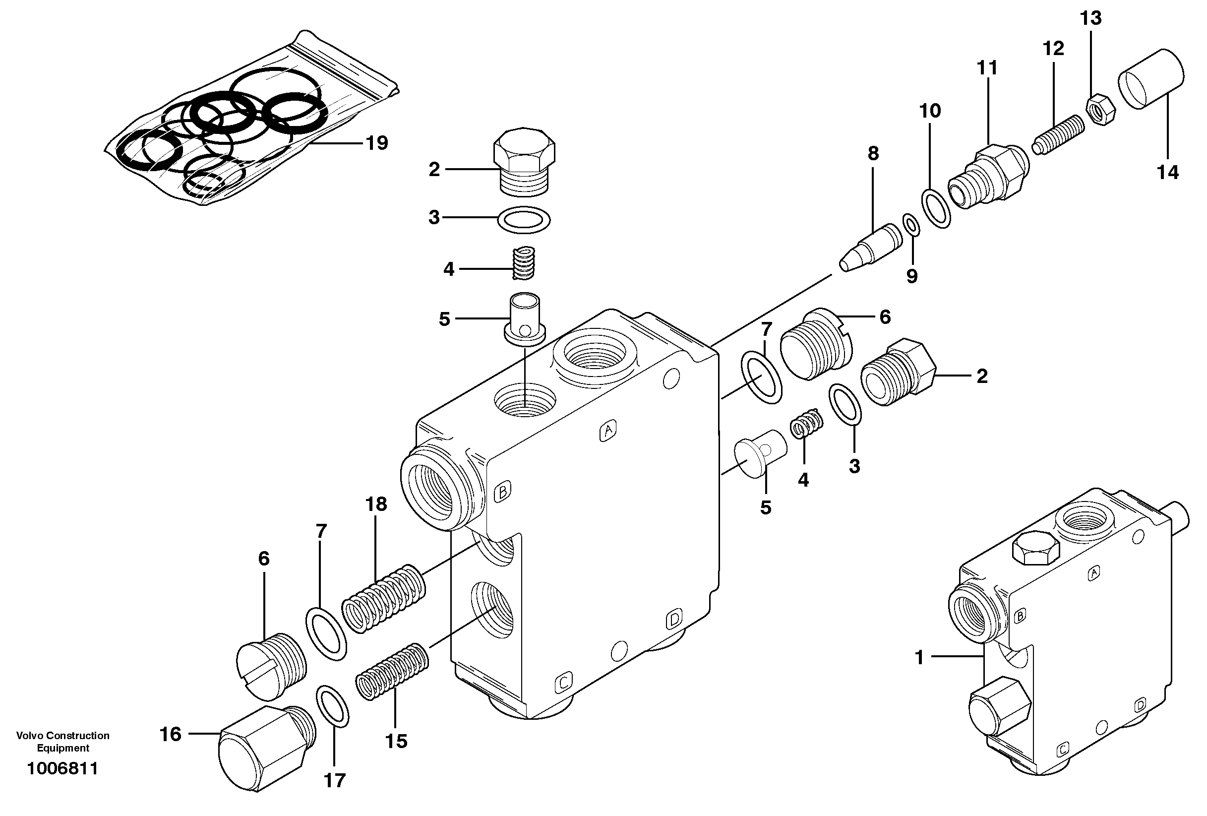 Self level valve (optional) (eaton valve part number 39055-day) — volvo parts diagram