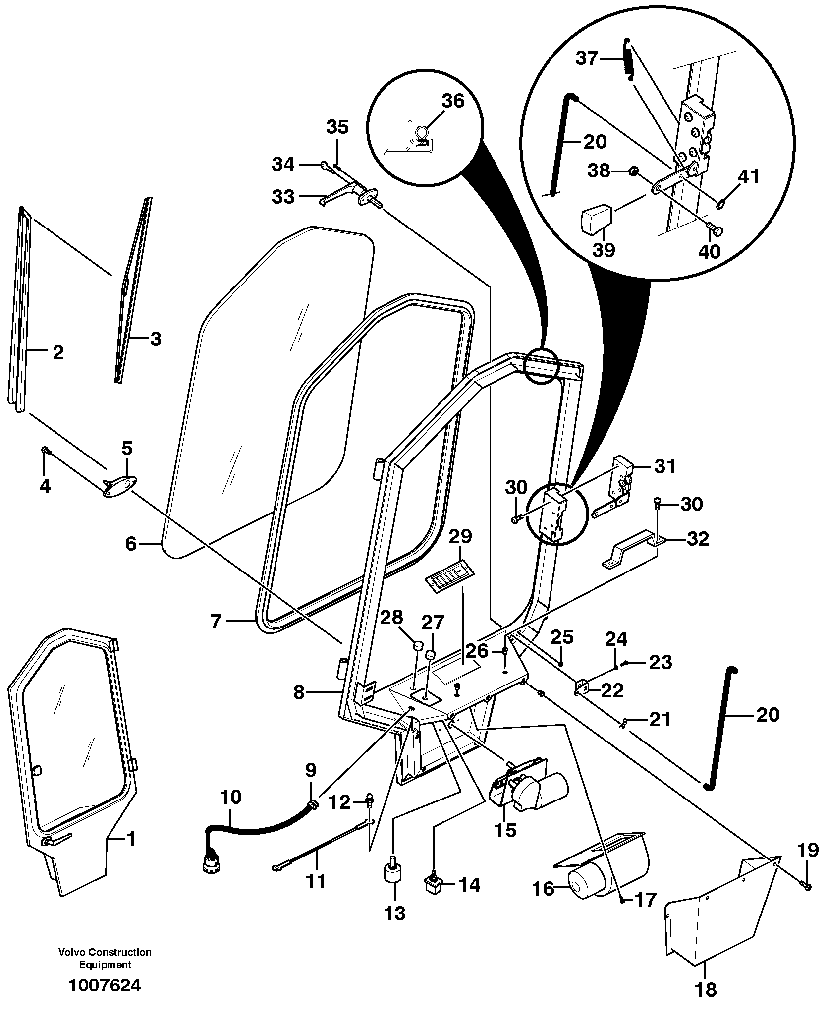 Enclosed cab front door (optional) — volvo parts diagram