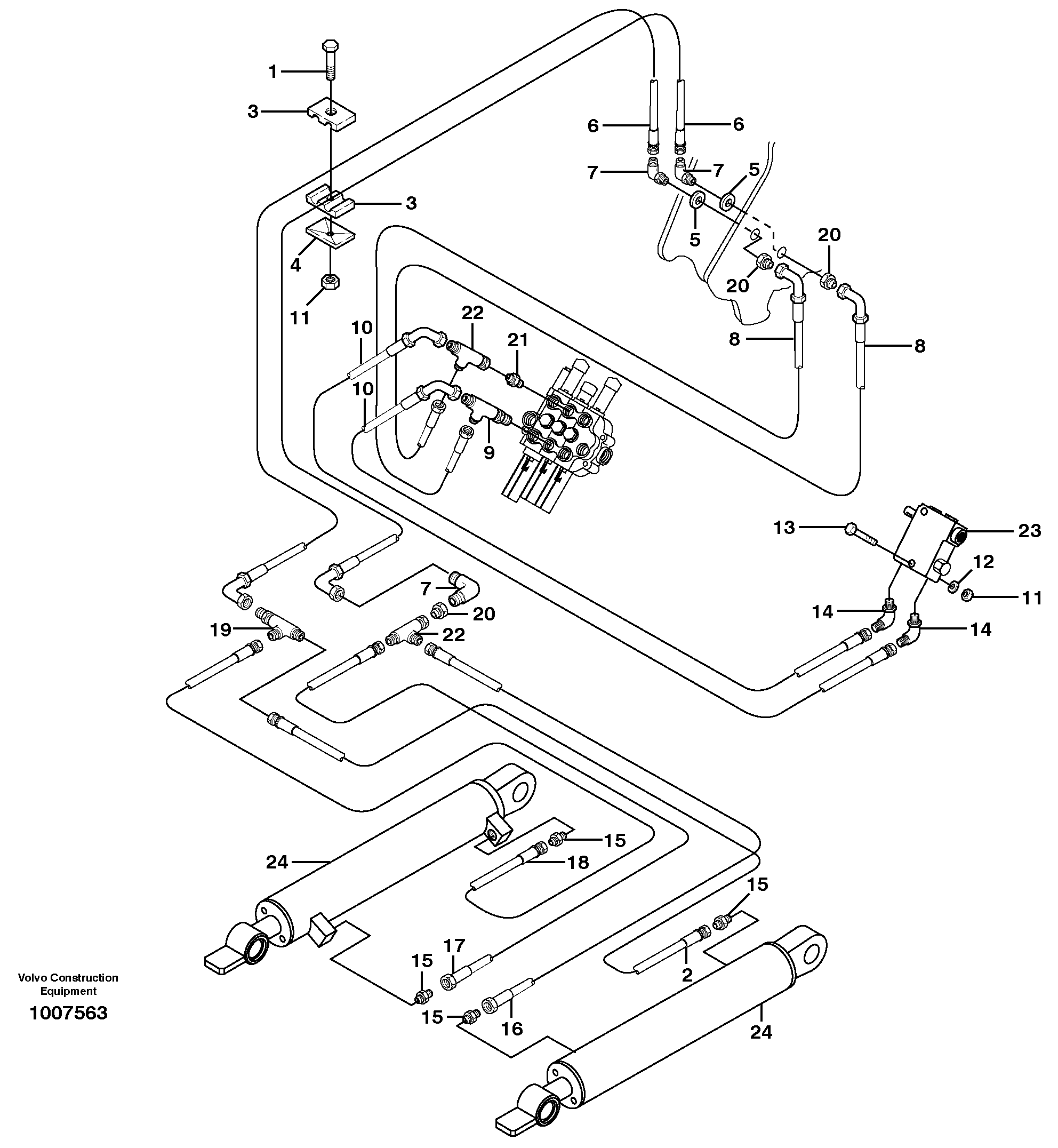Attachment tilt hydraulic circuit — volvo parts diagram