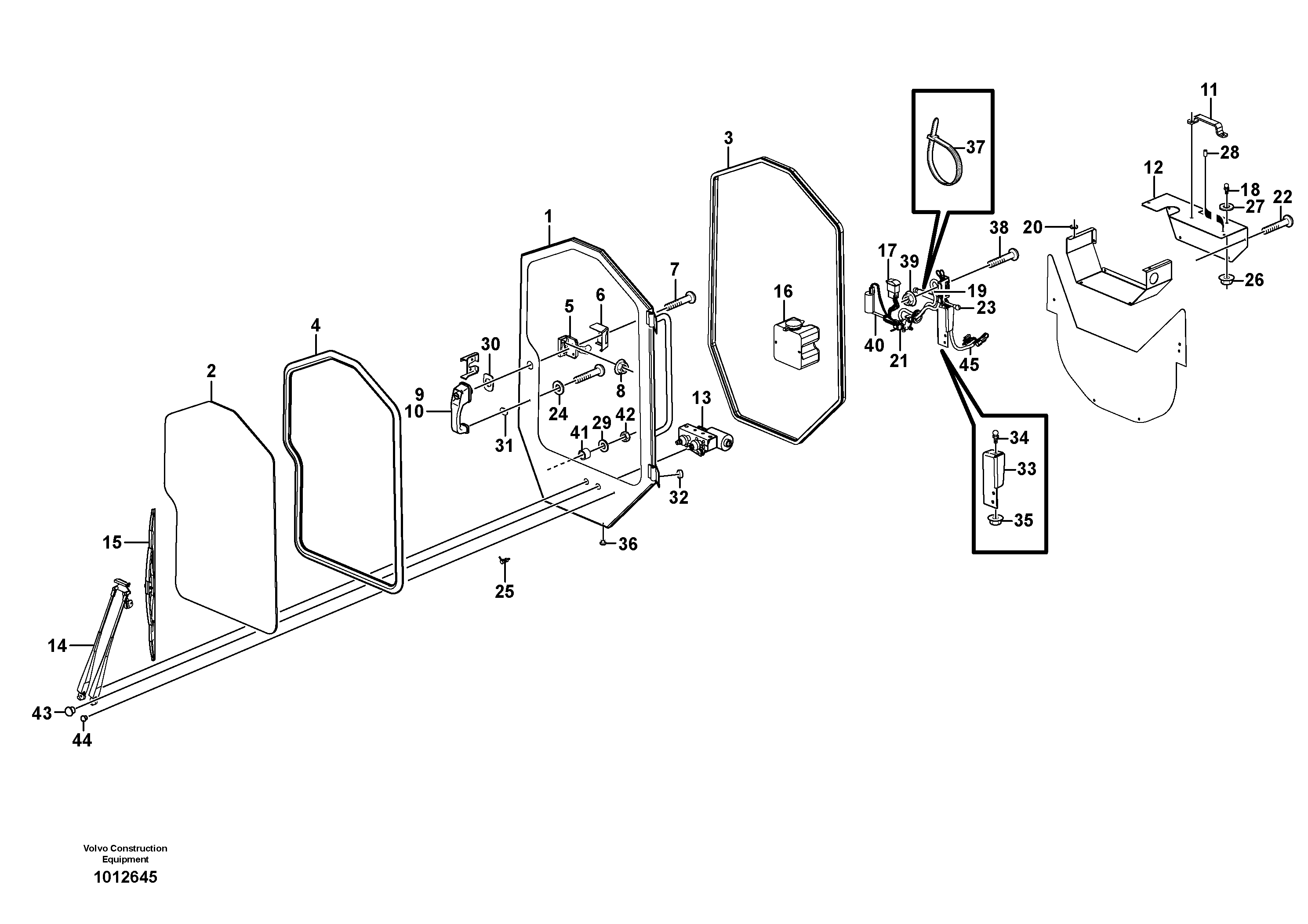 Enclosed cab front door (optional) — volvo parts diagram