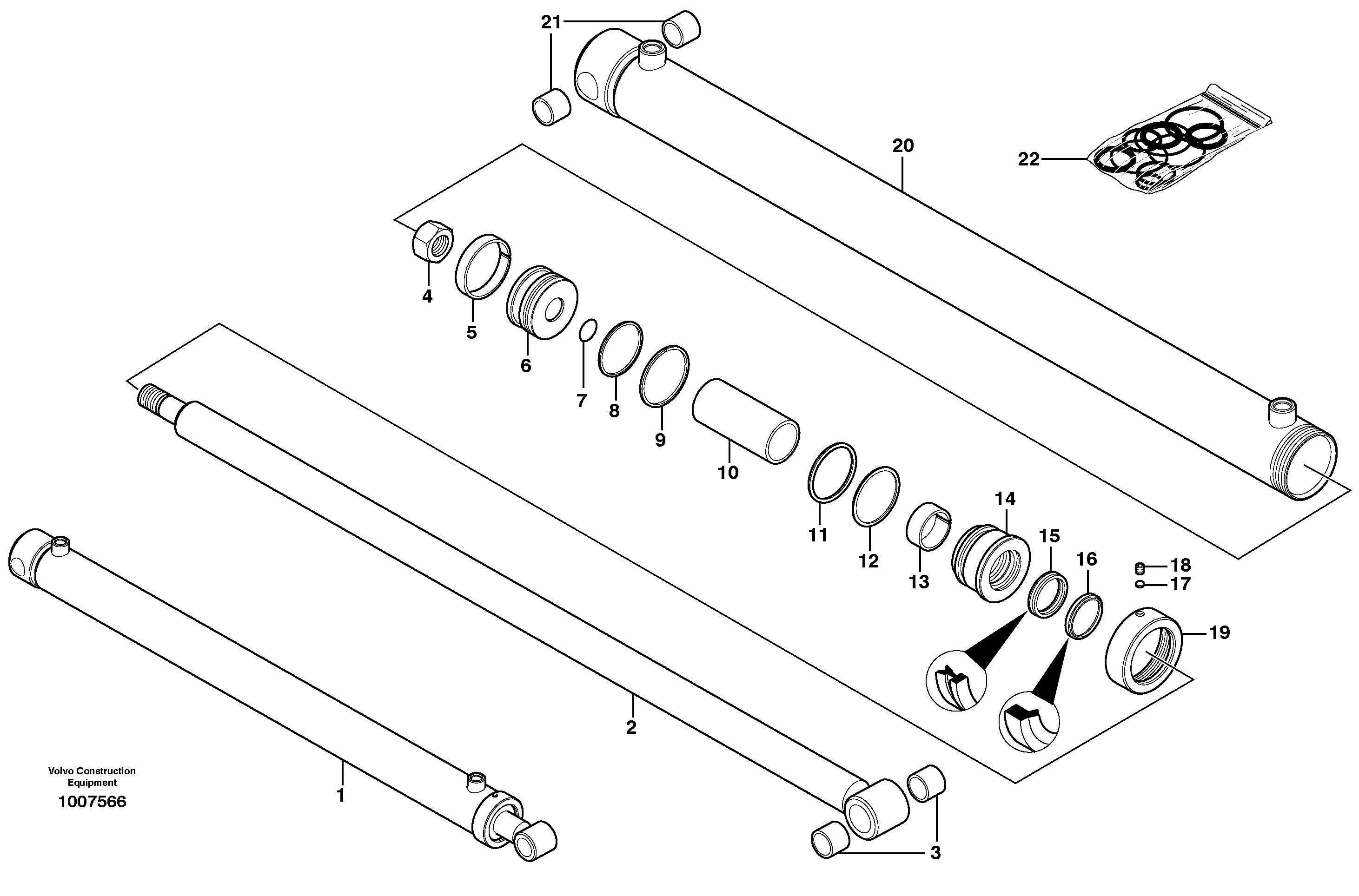 Loader arm cylinder — volvo parts diagram