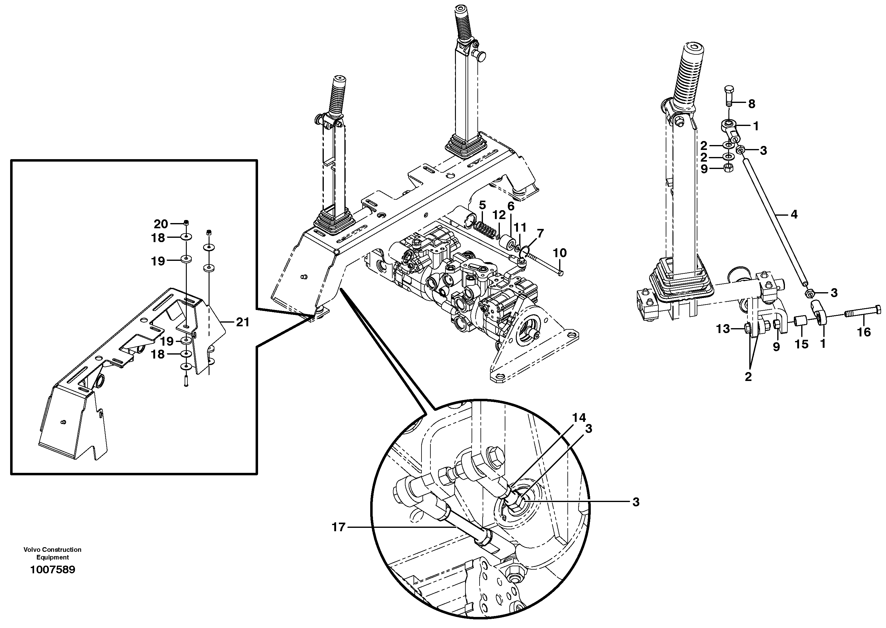 Forward/reverse/auxilary control lever — volvo parts diagram