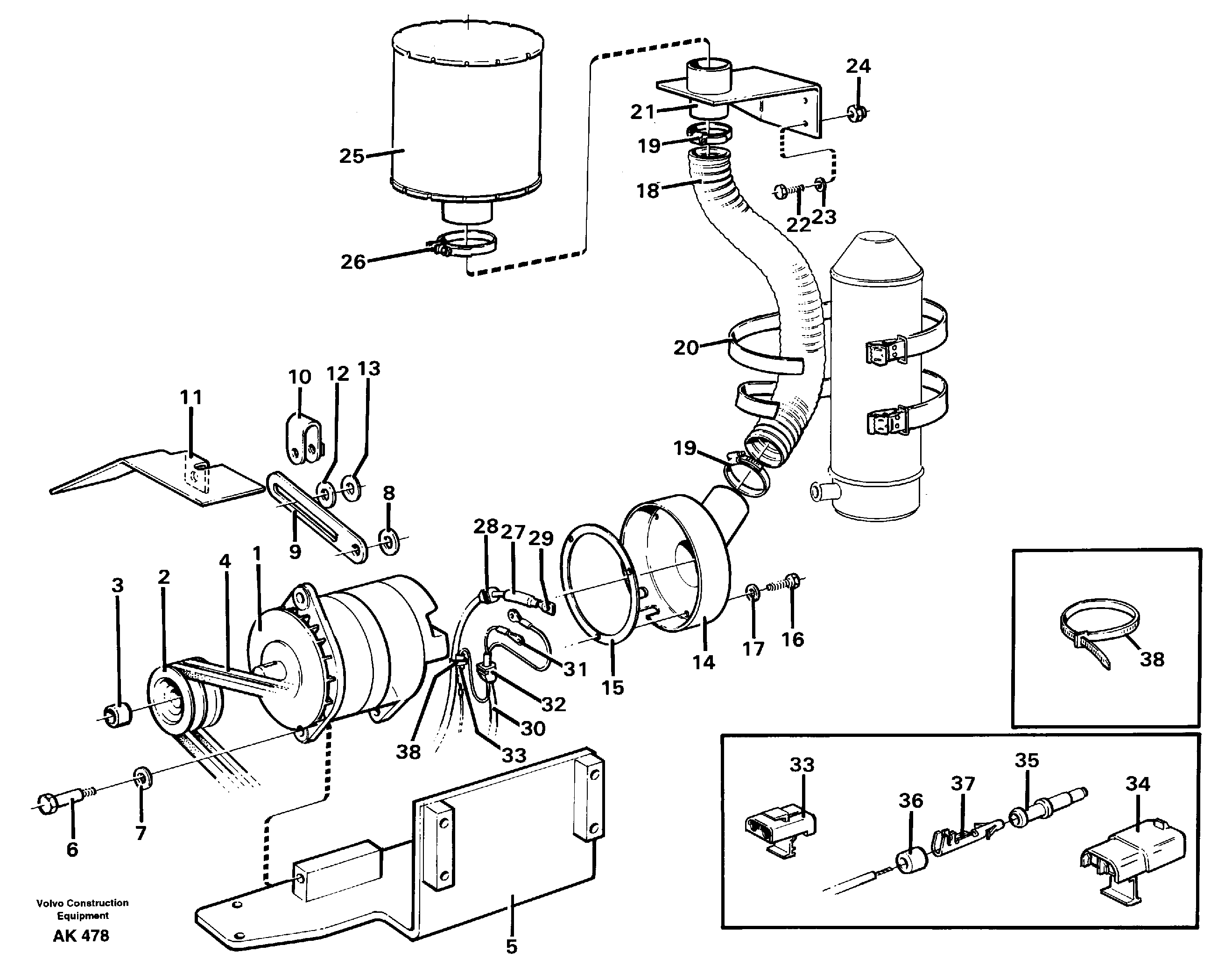 Brushless alternator, 50A.  94847 — volvo parts diagram
