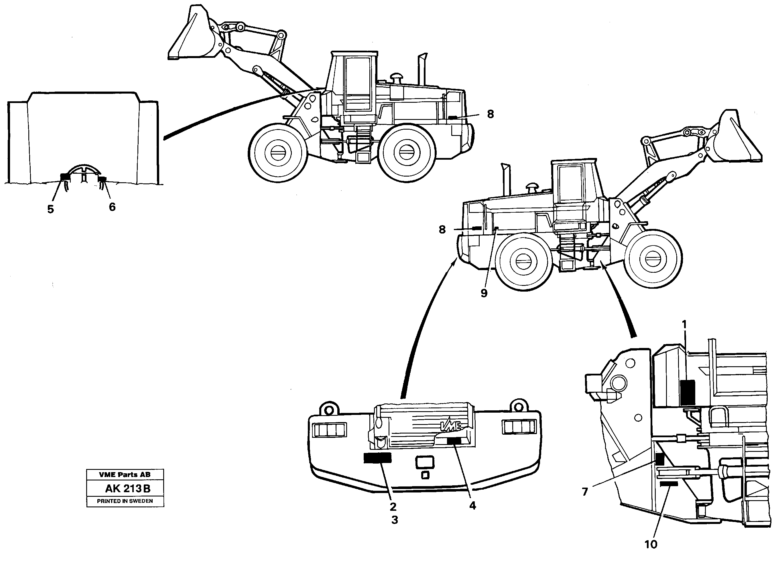 Sign plates and decals.  SWE,  GBR,  ESP,  FRA,  DEU — volvo parts diagram