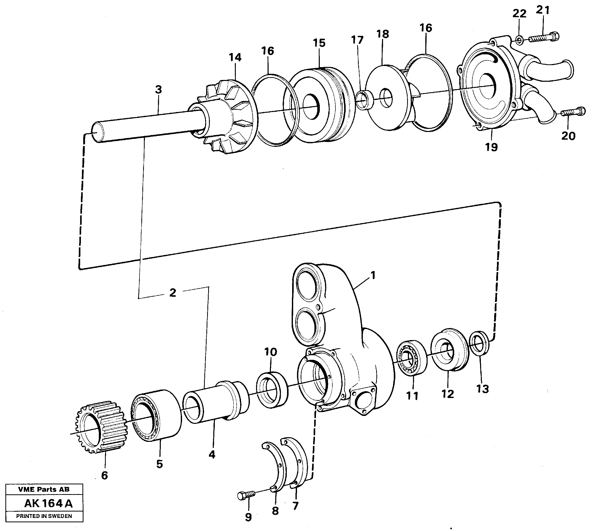 Water pump.  TD 122 KHE ENG - 227400 — volvo parts diagram