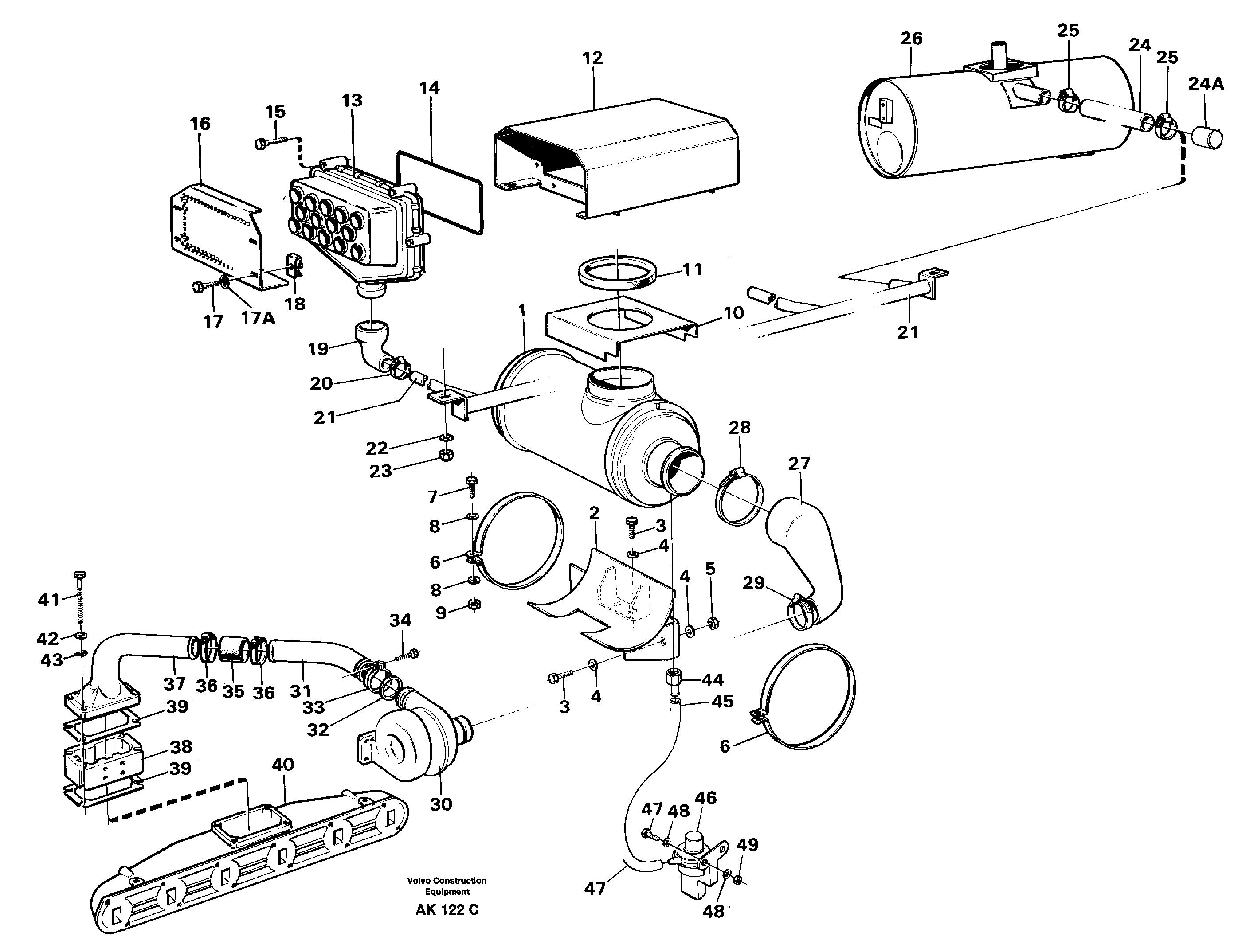 Air filter with fitting parts — volvo parts diagram