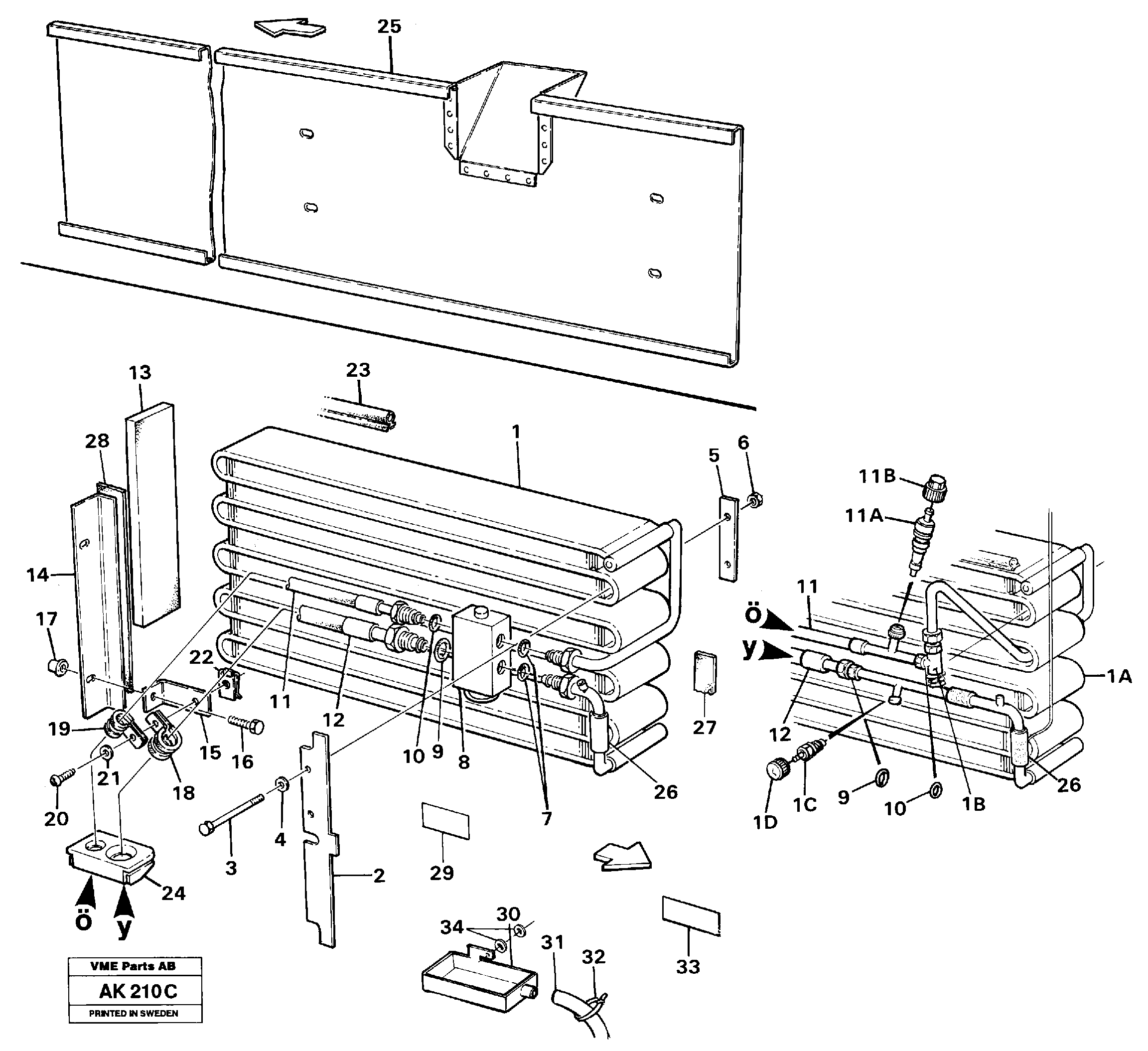 Evaporator with fitting parts. — volvo parts diagram