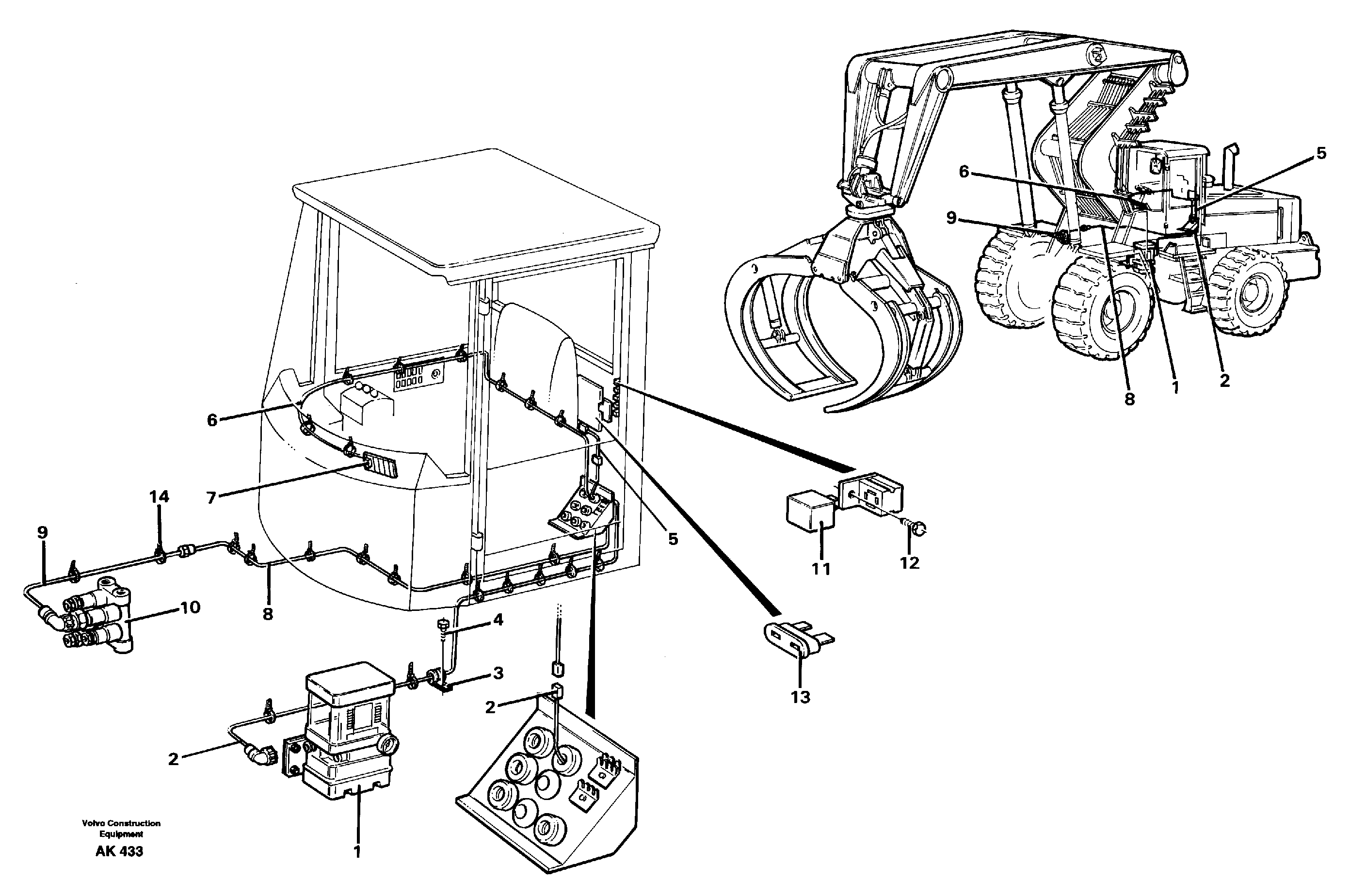 Cable harness, central lubrication.  33808 SER NO 2169 - — volvo parts diagram