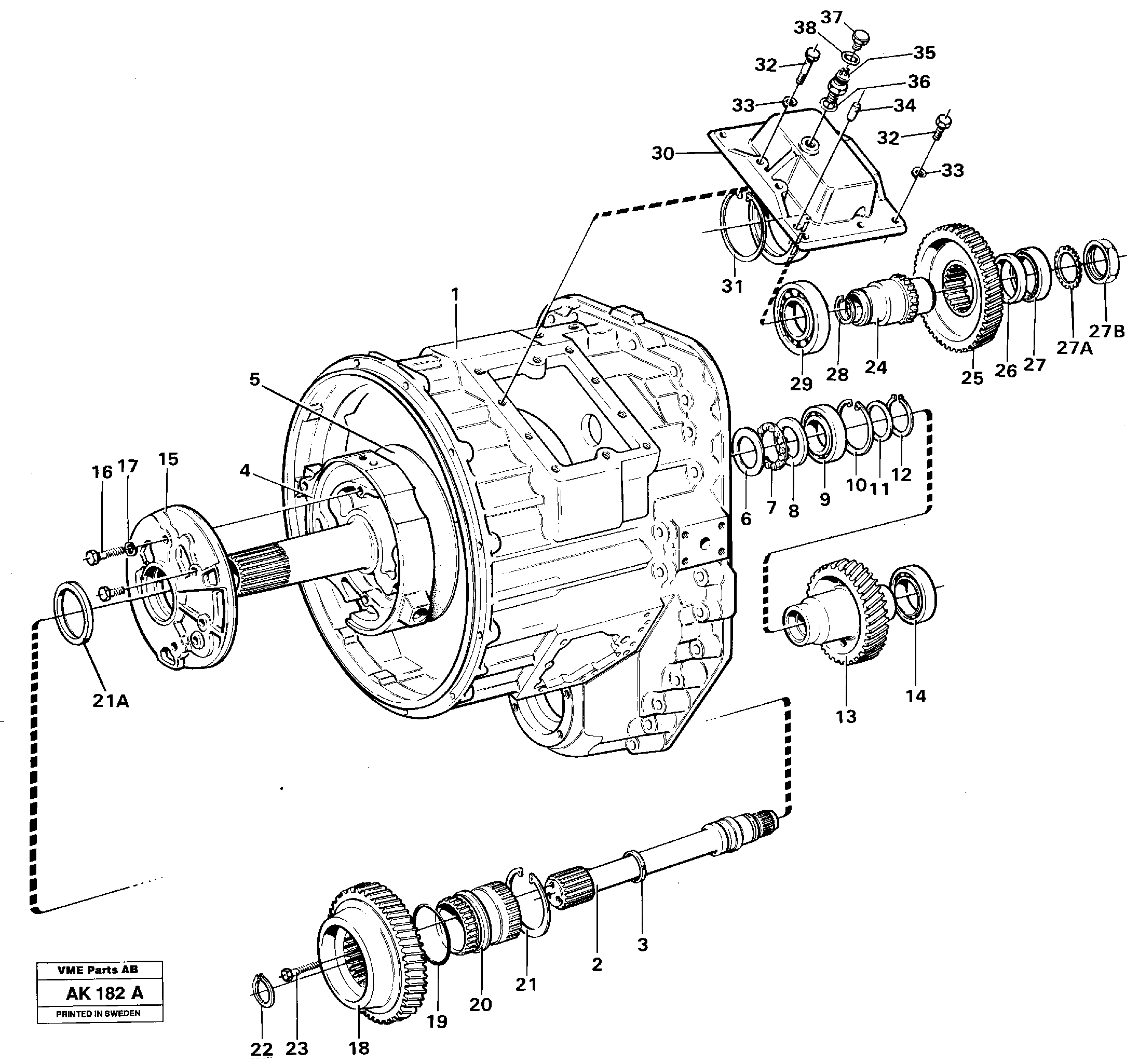 Converter housing, gears and shafts.  SER NO - 1962,   SER NO - 60336 USA — volvo parts diagram