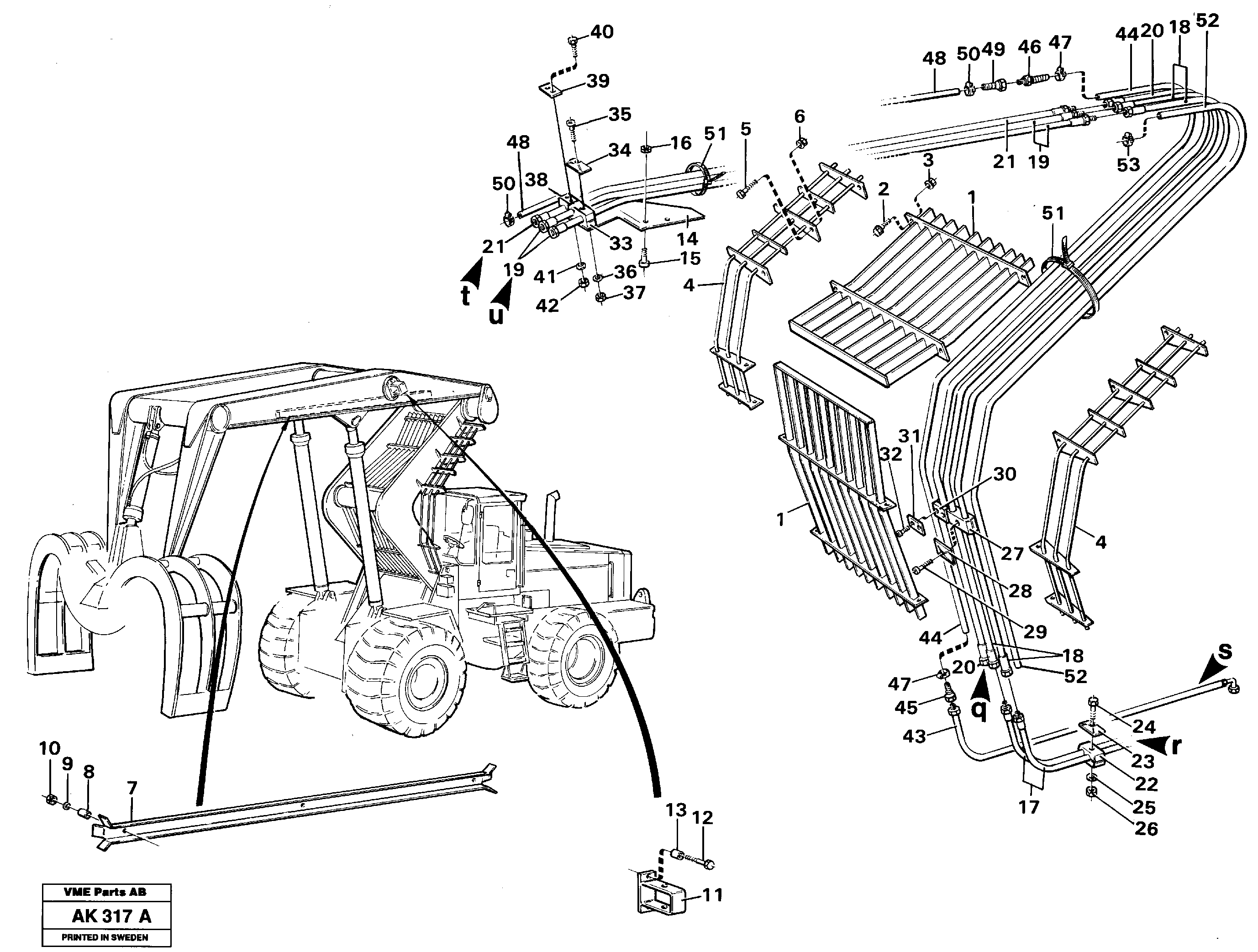 Protection and hose assembly, high lift unit.  33808 — volvo parts diagram