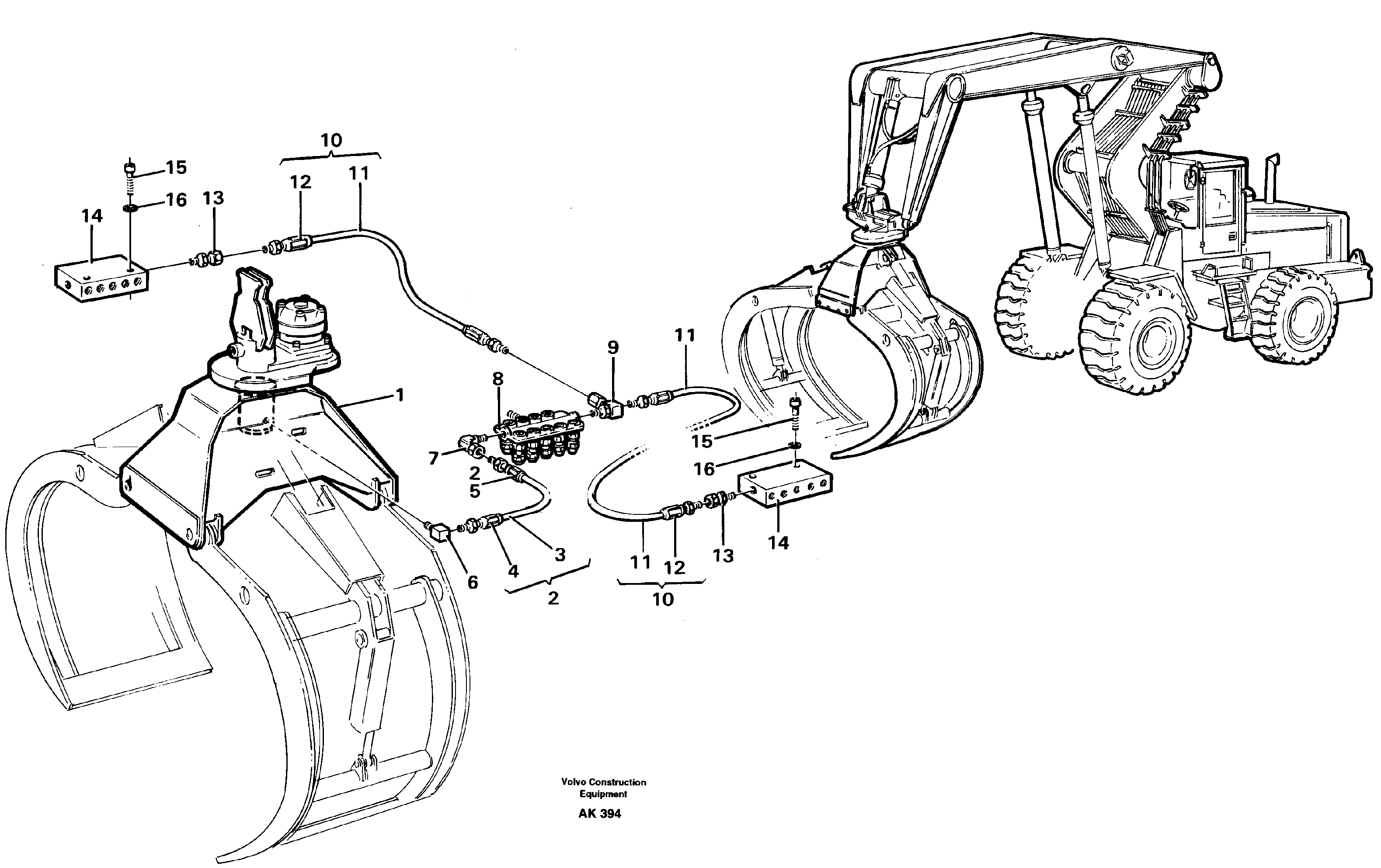 Central lubrication for grapple  33808 SER NO - 2168 — volvo parts diagram