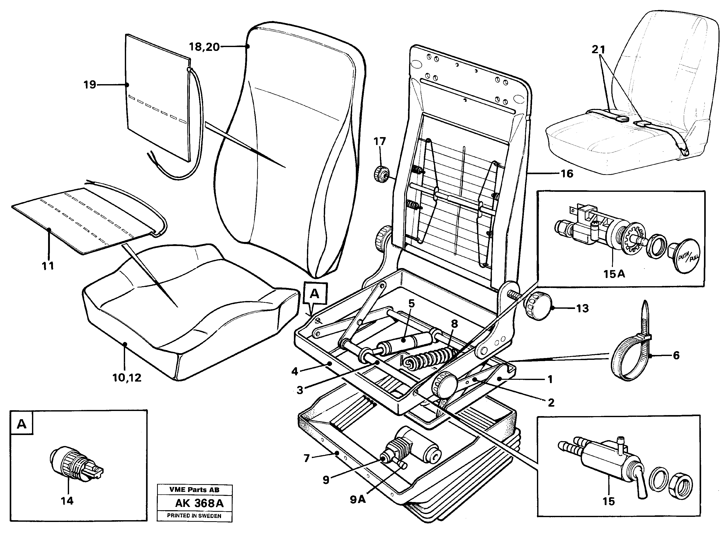 Driver's seat.  92379,  92380,  94909,  94911 — volvo parts diagram