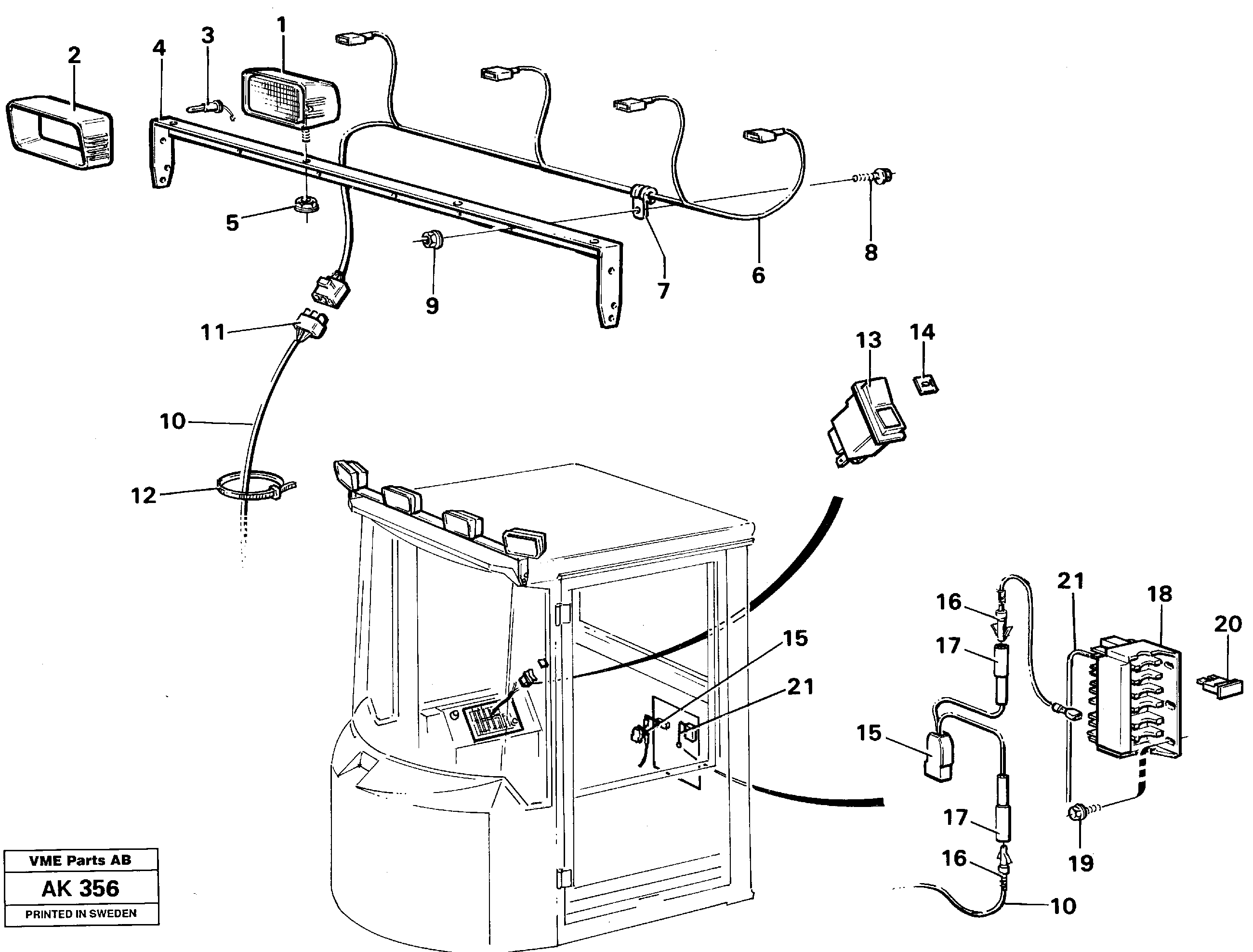 Work lights, front.  92741 — volvo parts diagram
