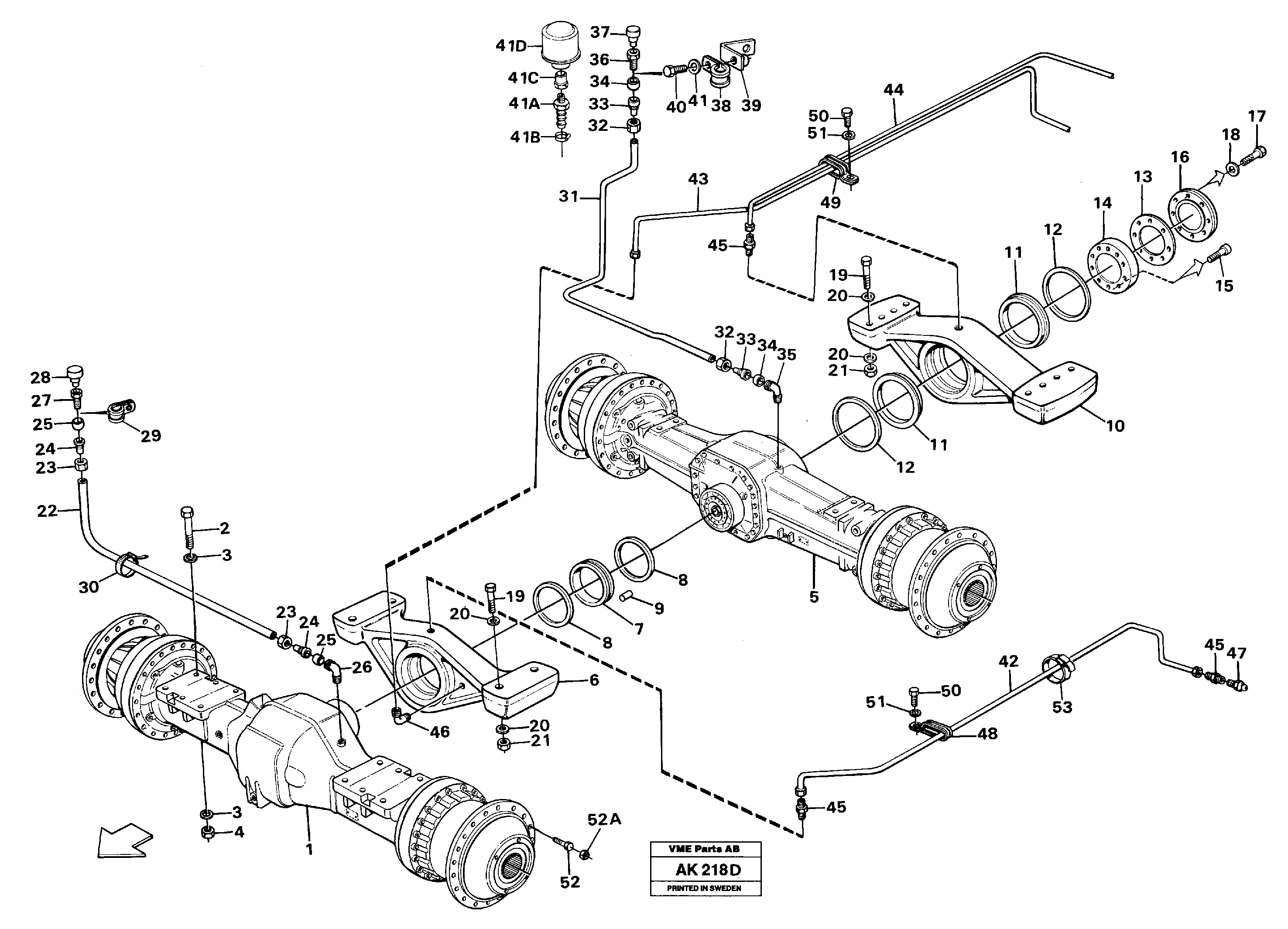 Planet shafts with fitting parts  AWB 40 — volvo parts diagram