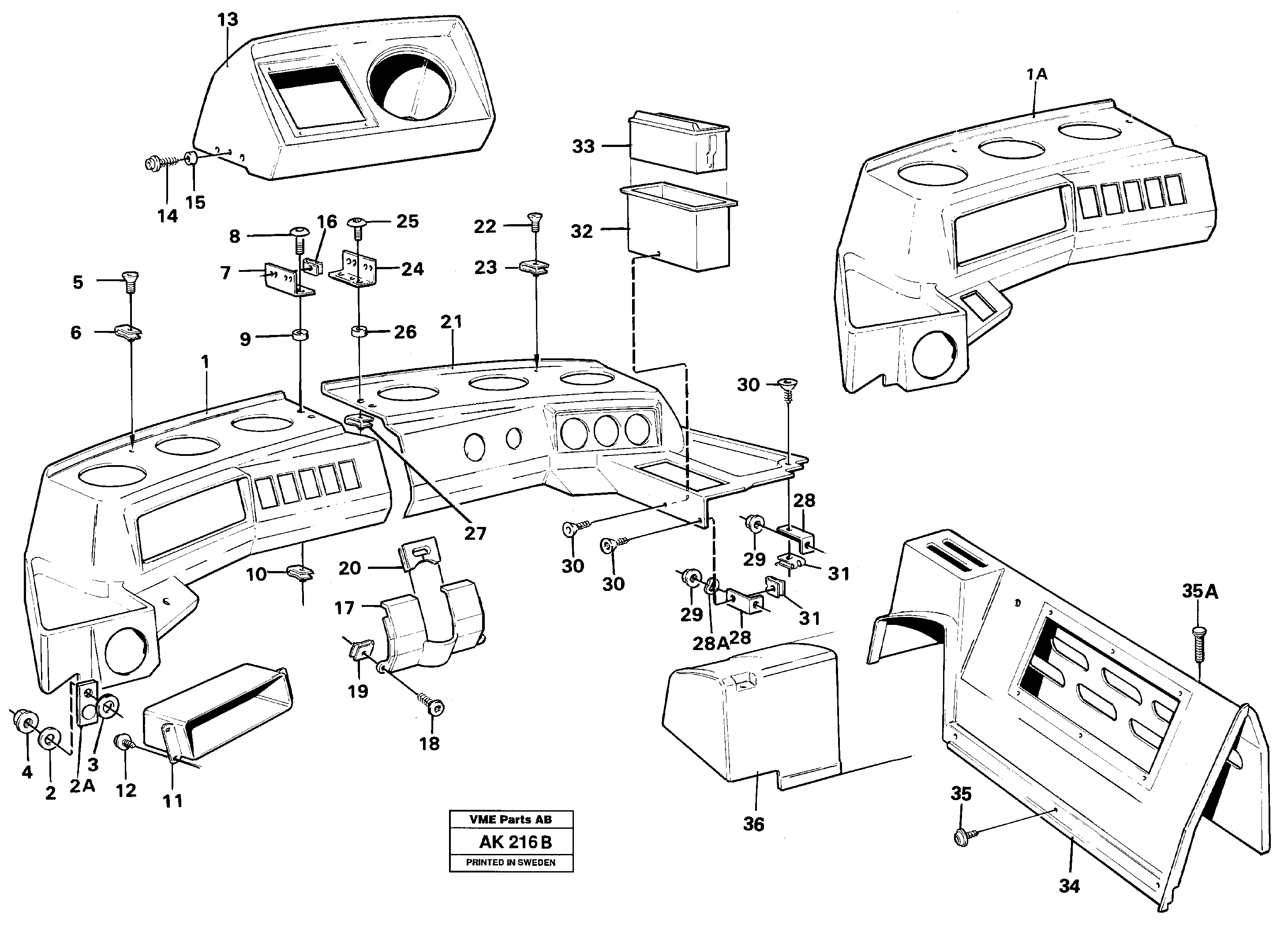 Instrument panel — volvo parts diagram