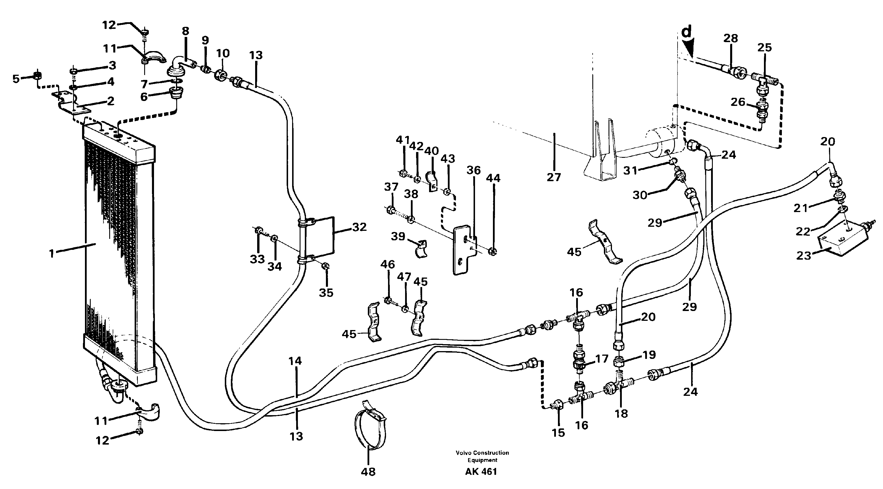 Hydraulic oil-cooler.  SER NO 2170 - / SER NO 60387 - USA — volvo parts diagram
