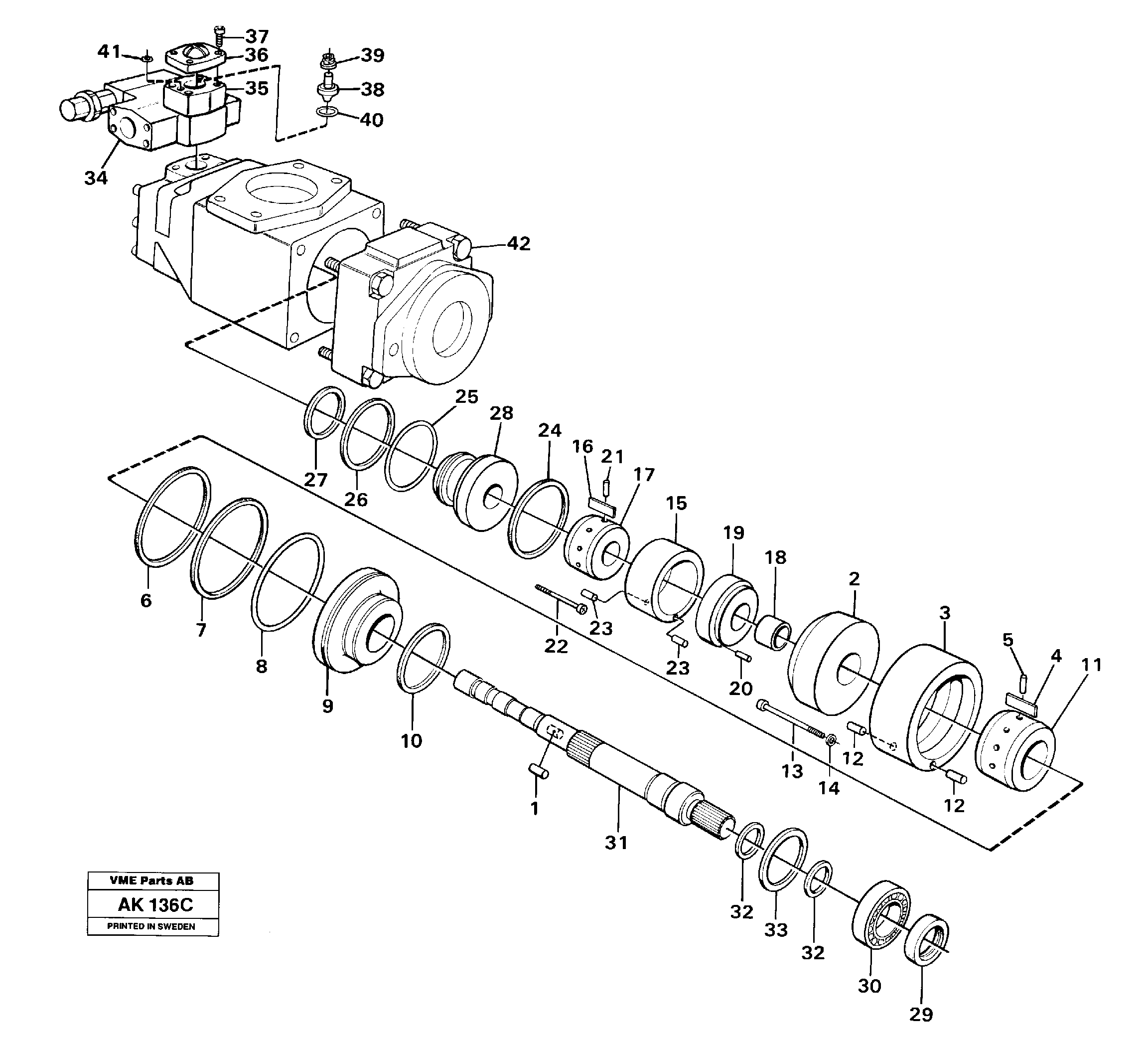 Hydraulic pump  STD,   USA,   33808,   33809 — volvo parts diagram