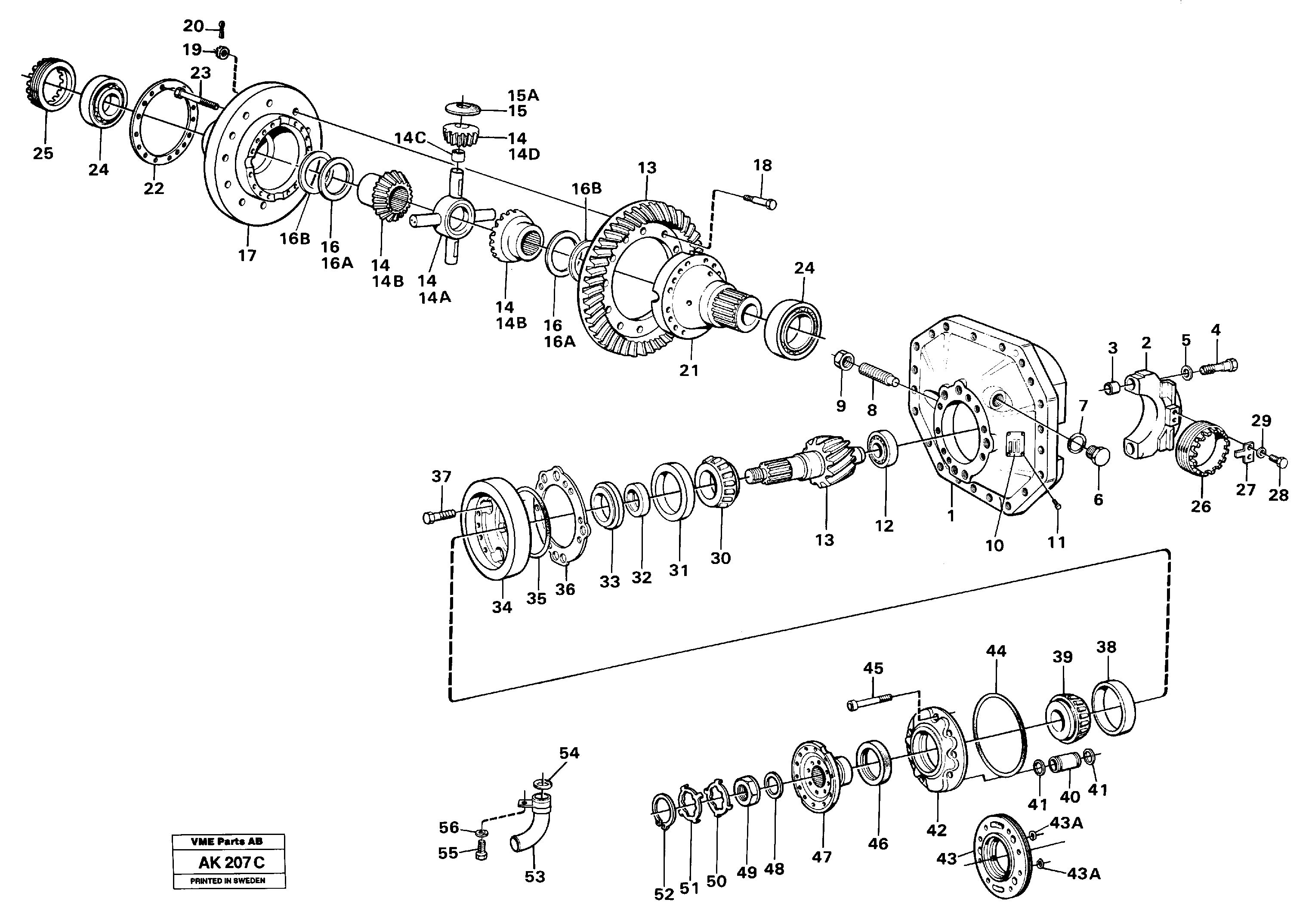 Final drive, front  23823,   23839,   23842,   23852.   AWB 40 — volvo parts diagram