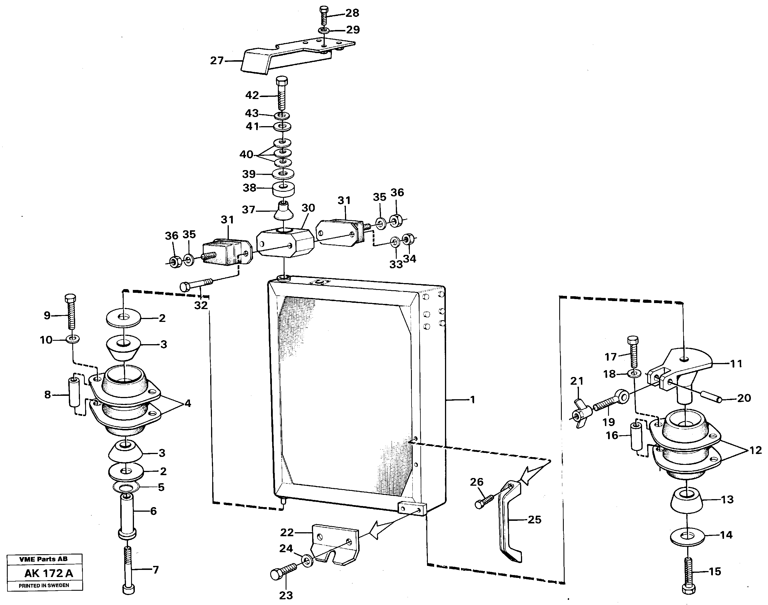 Radiator with fitting parts — volvo parts diagram