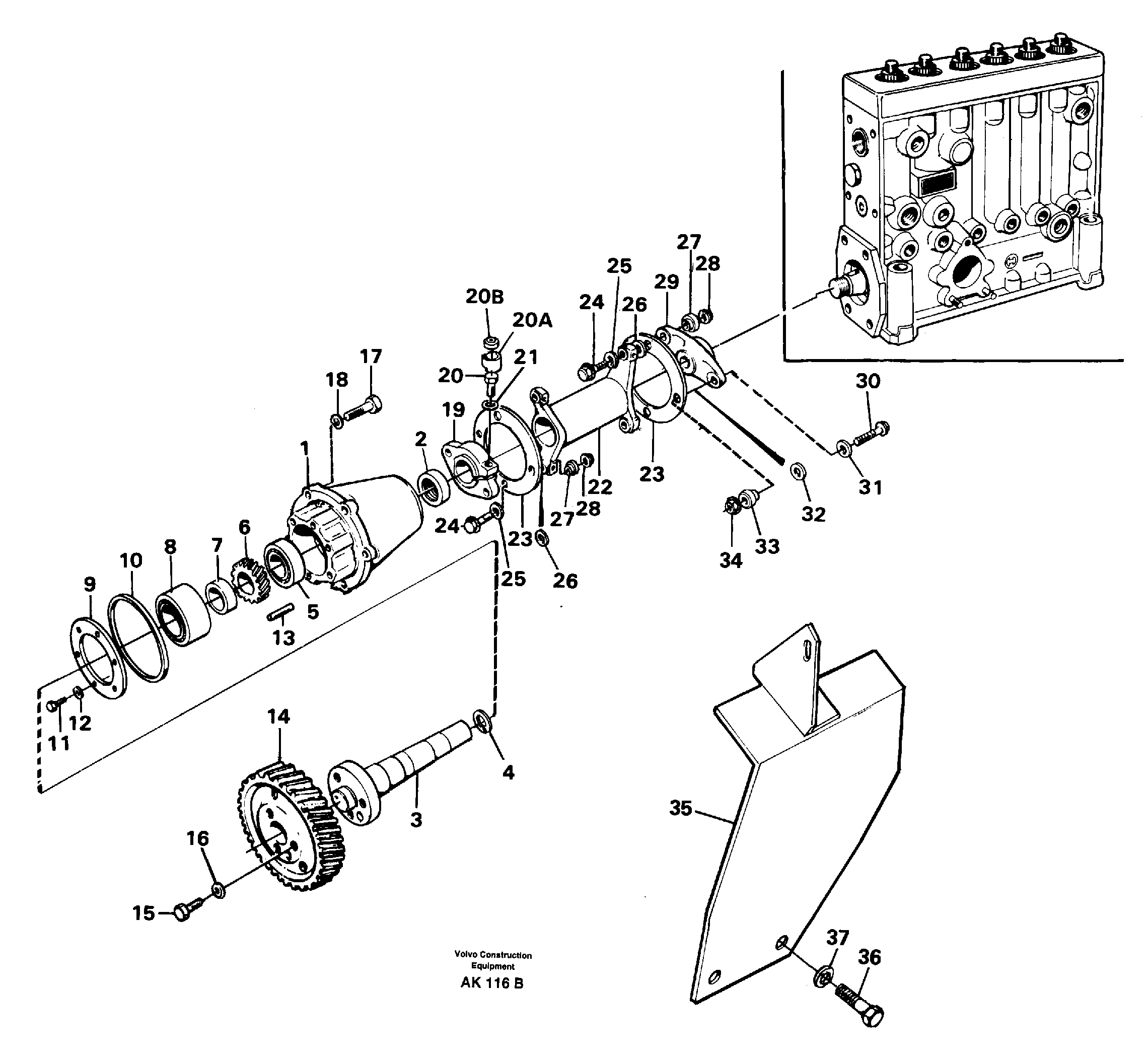 Pump drive — volvo parts diagram