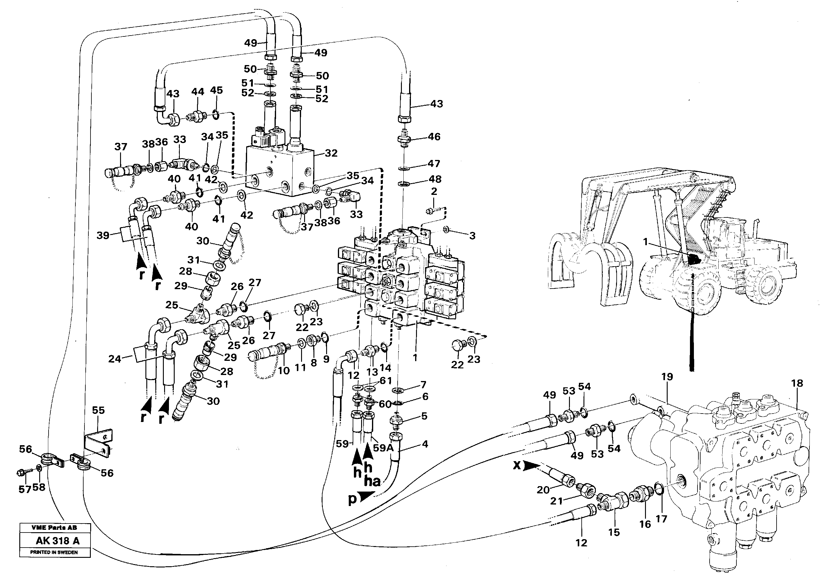 Control valve with connections.  33808 — volvo parts diagram