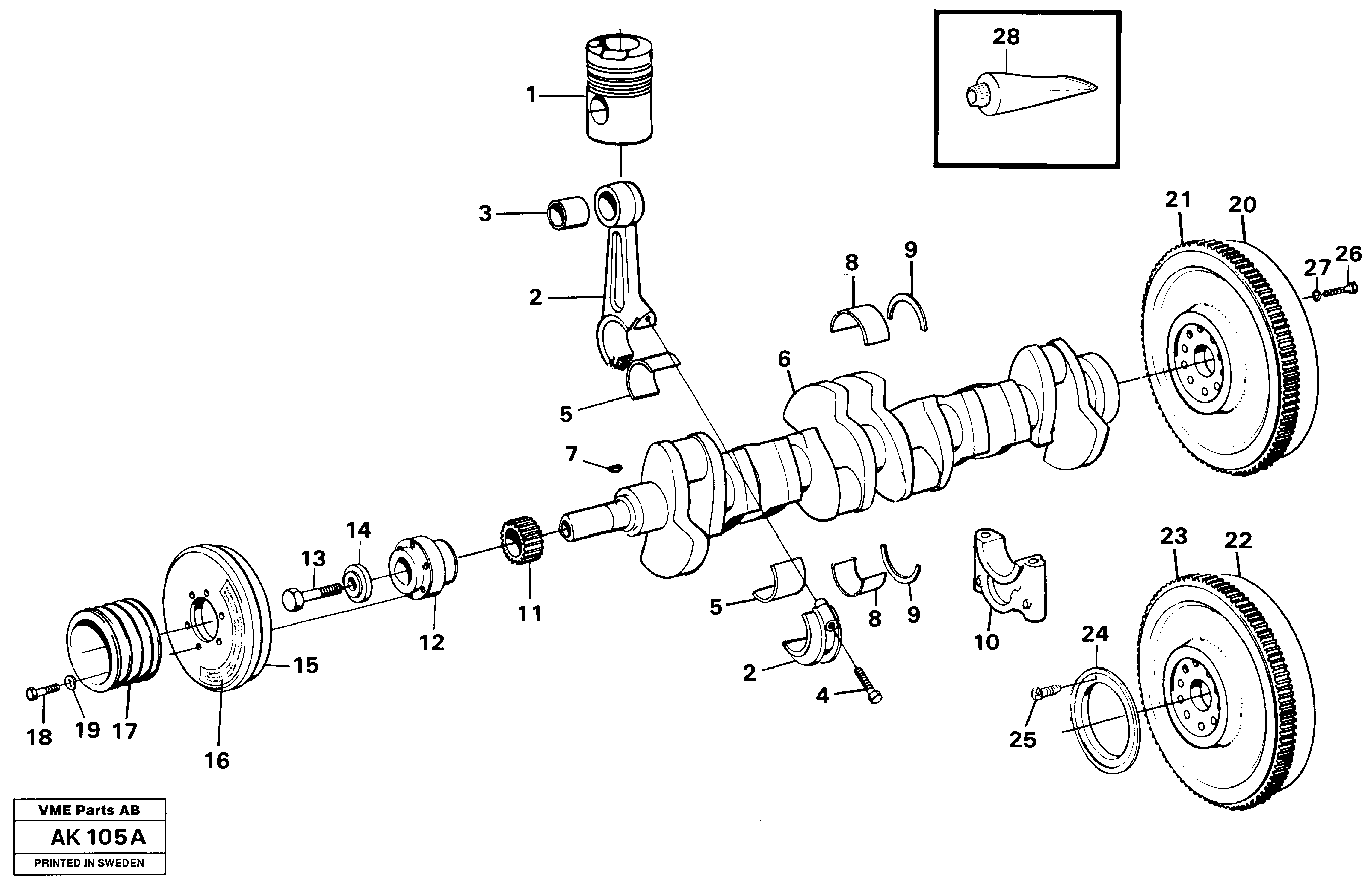 Crankshaft and related parts — volvo parts diagram