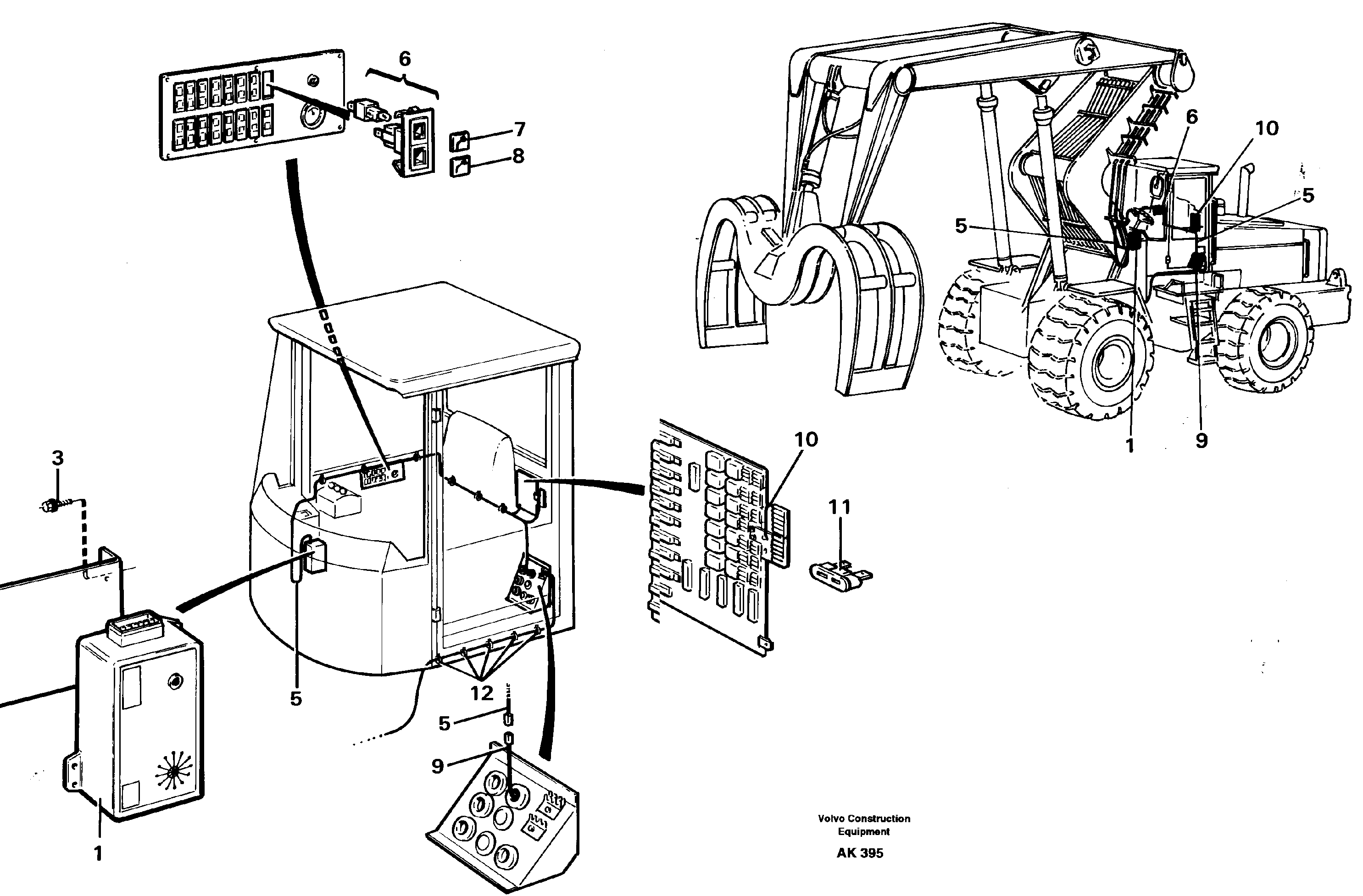 Cable harness, central lubrication.  33808 SER NO - 2168 — volvo parts diagram