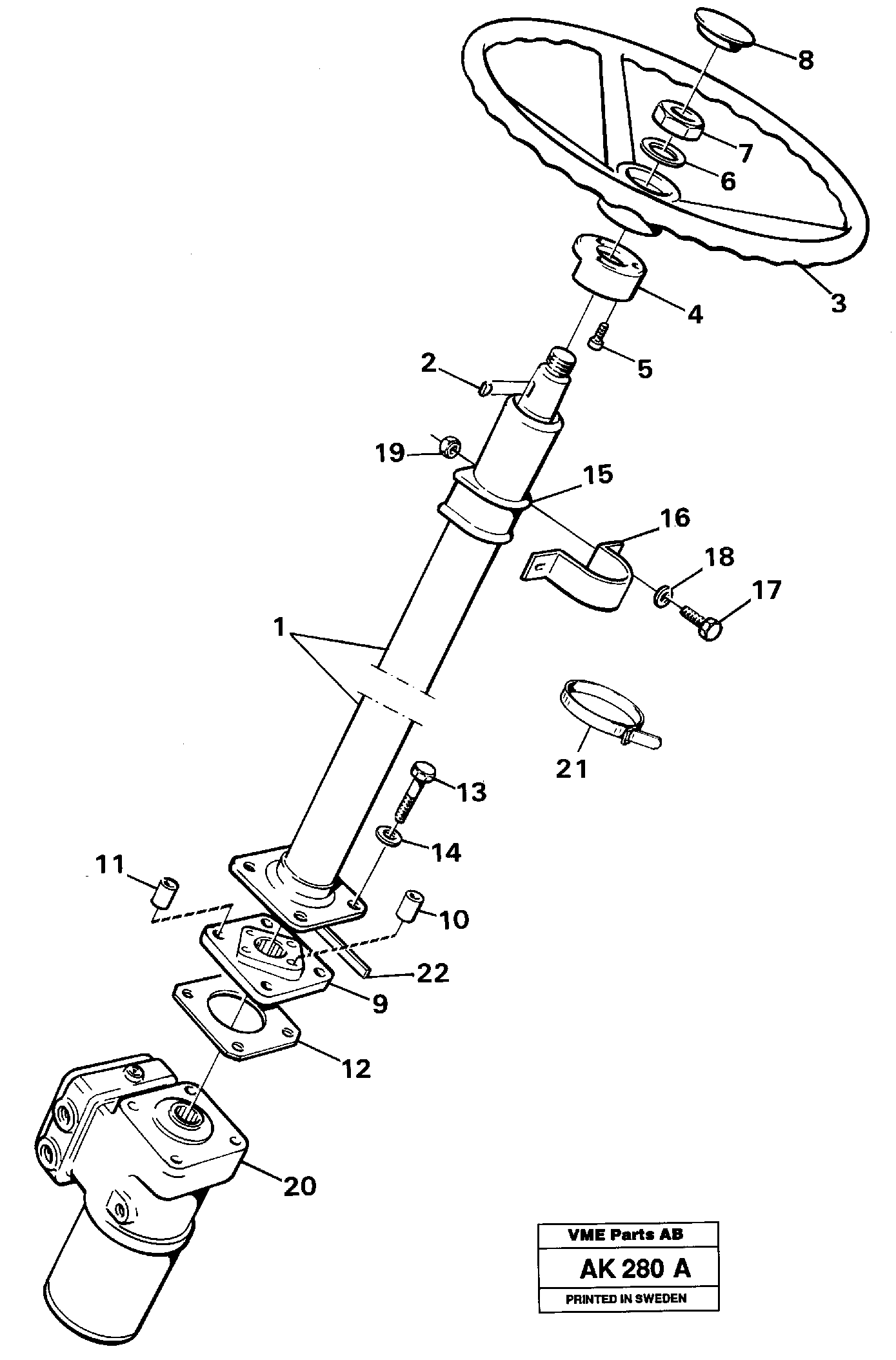 Steering column with fitting parts — volvo parts diagram