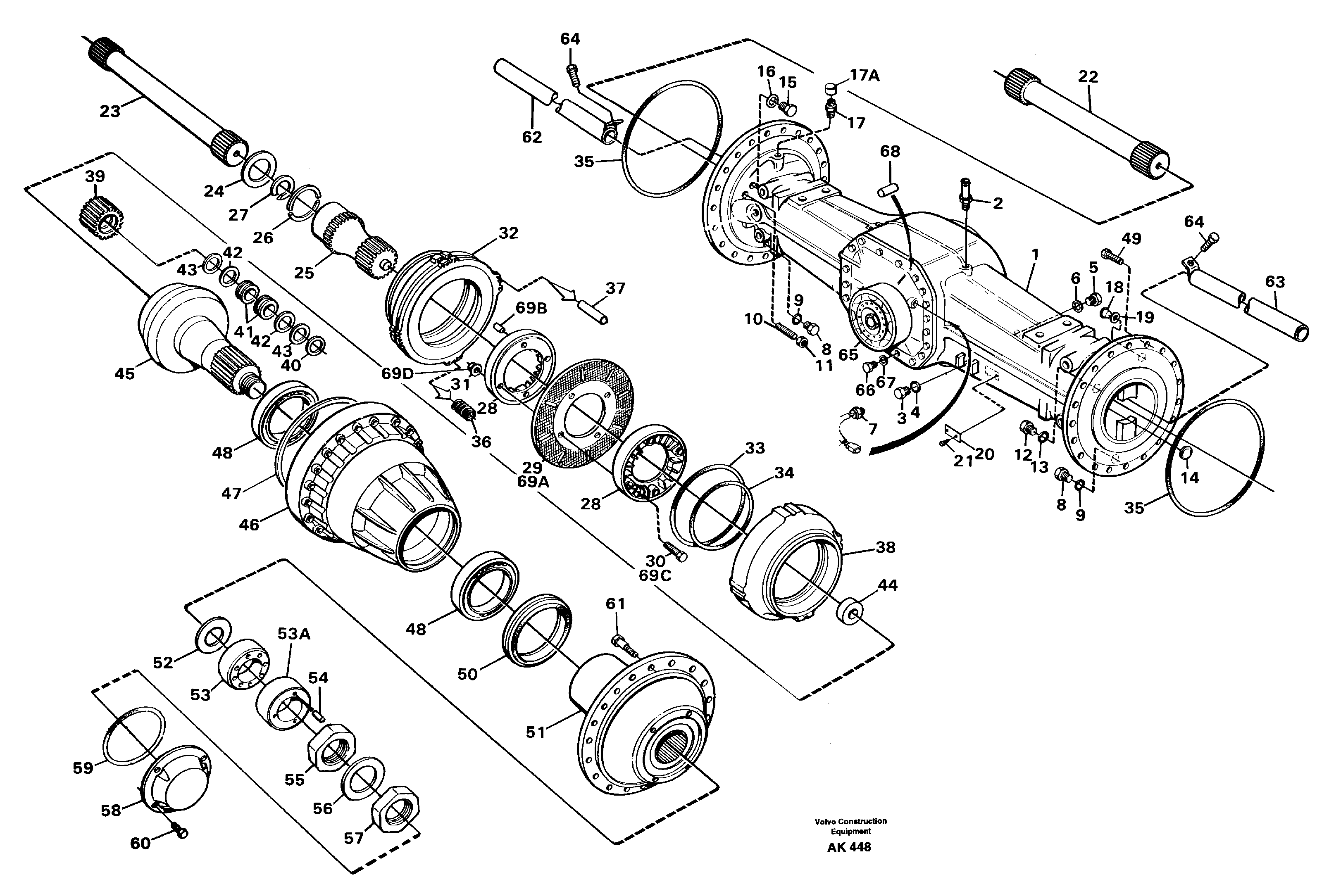 Planet shaft, rear  23856.   AWB 40 — volvo parts diagram
