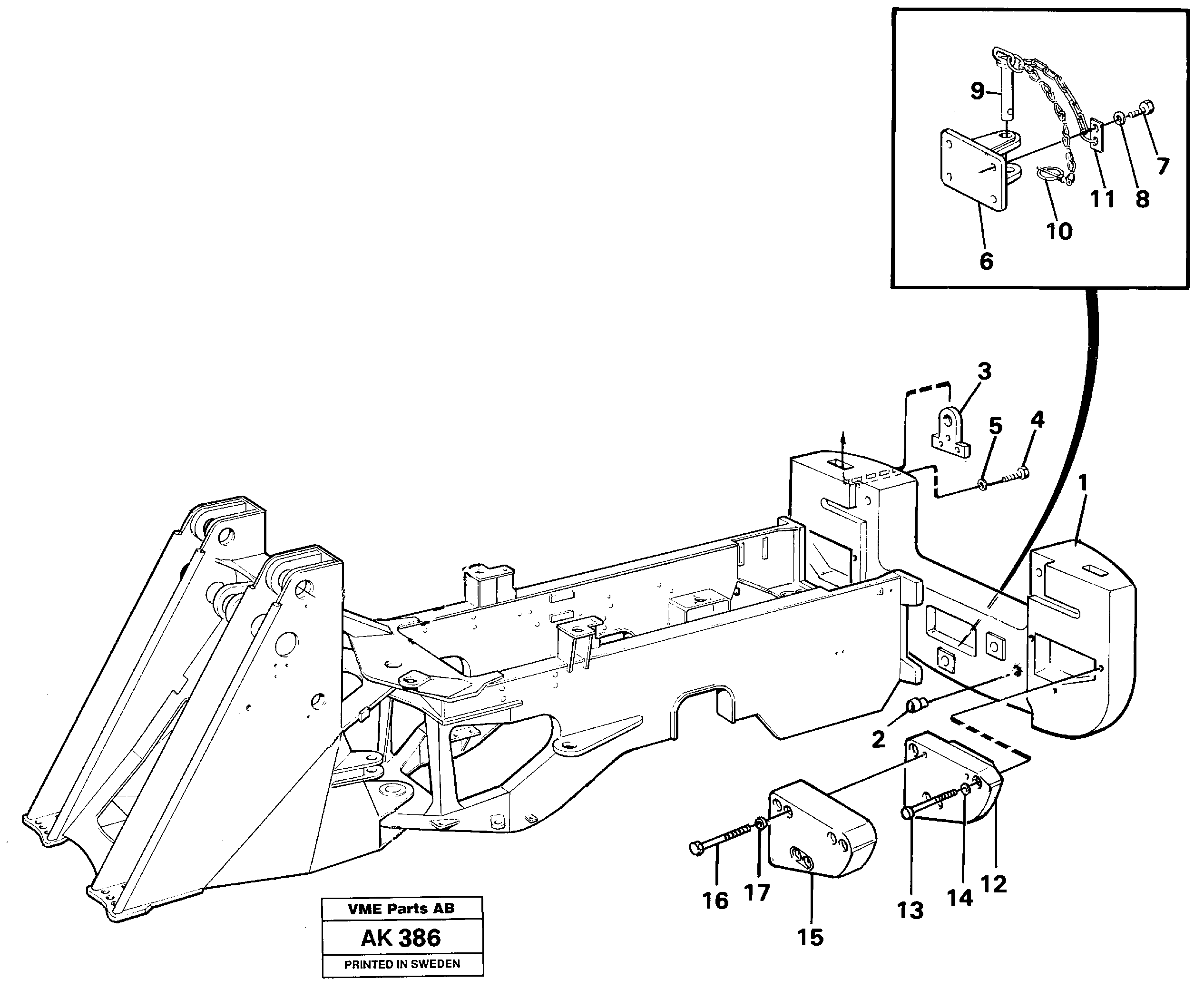 Rear hitch and counterweight. — volvo parts diagram