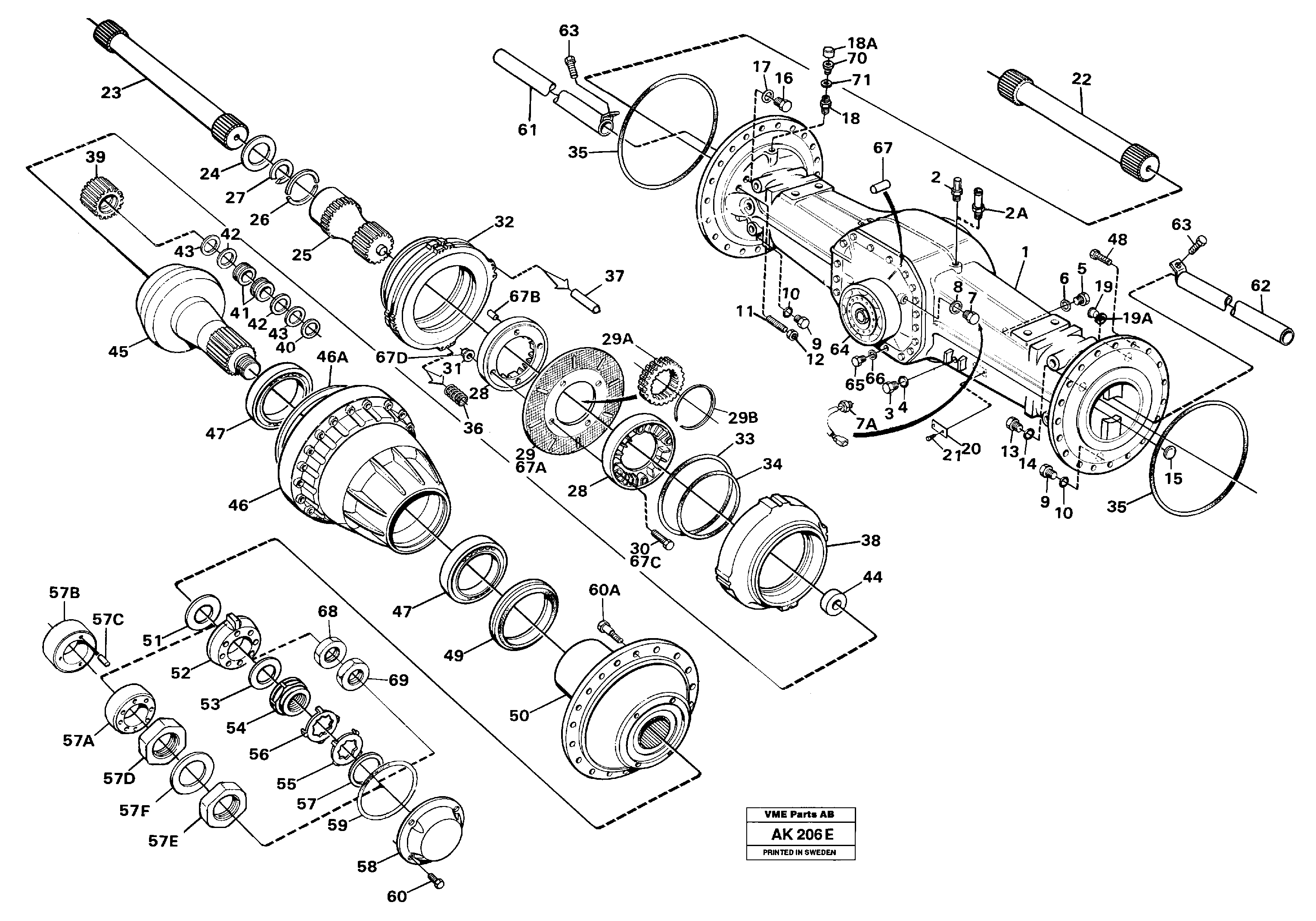 Planet shaft, rear  23825,   23841,   23843,   23853,   23875.   AWB 40 — volvo parts diagram