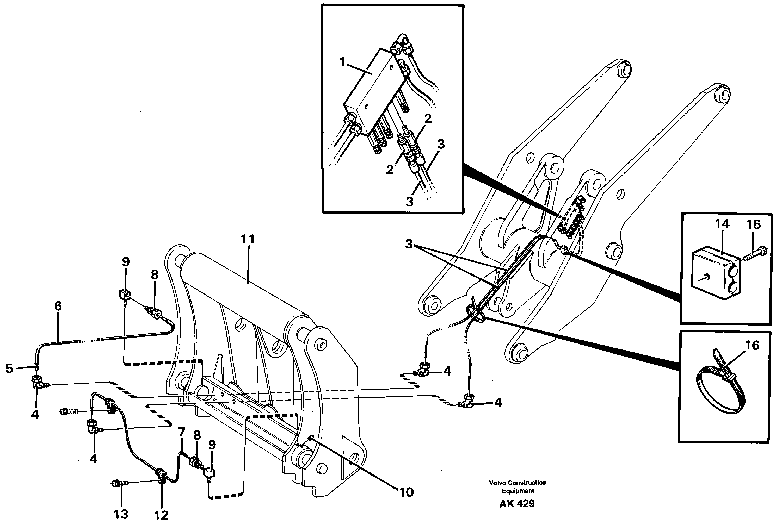 Central lubrication for tool bar.  94804 — volvo parts diagram