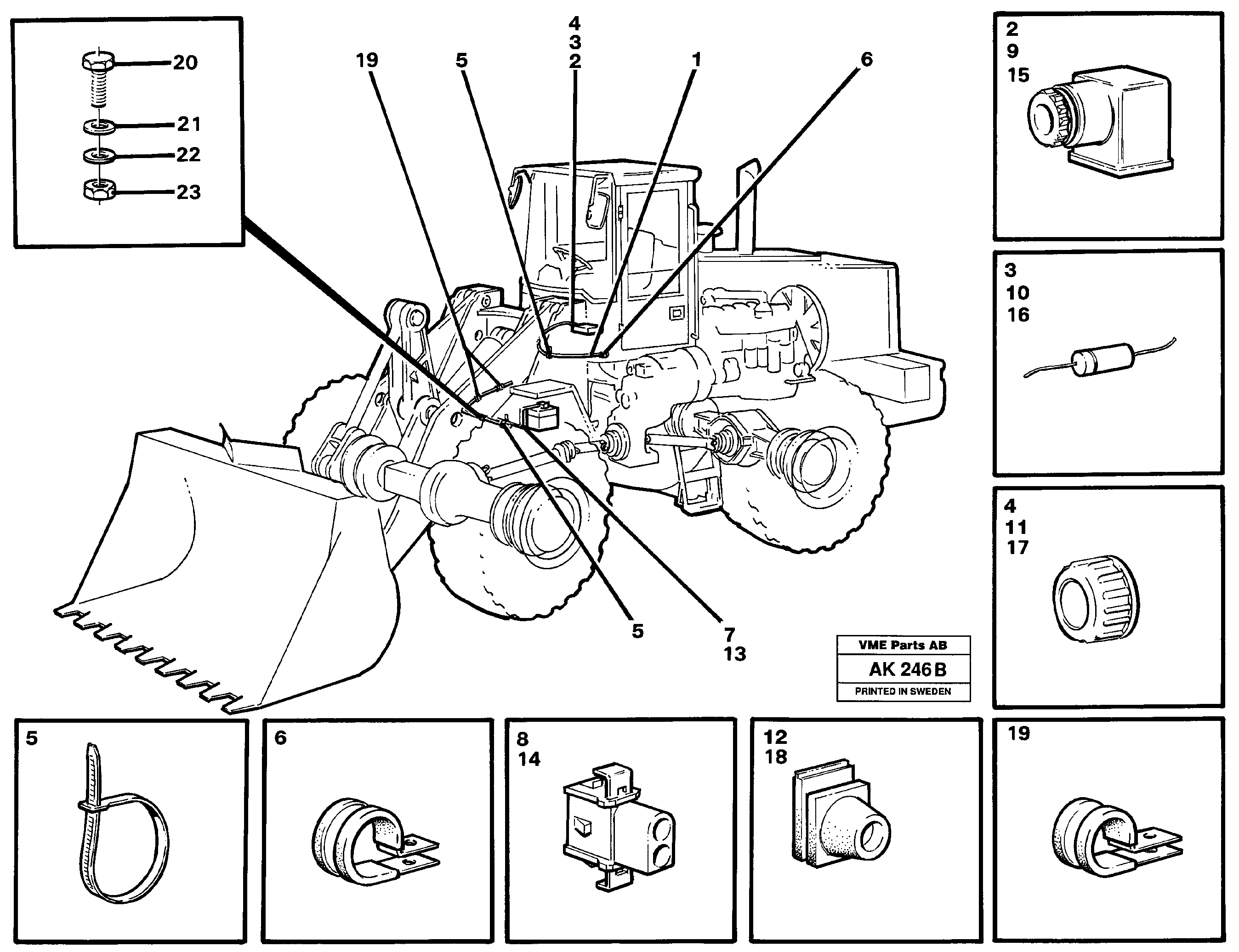 Cable harness for attachment bracket.  91718,   94657,   94658,   94659 — volvo parts diagram