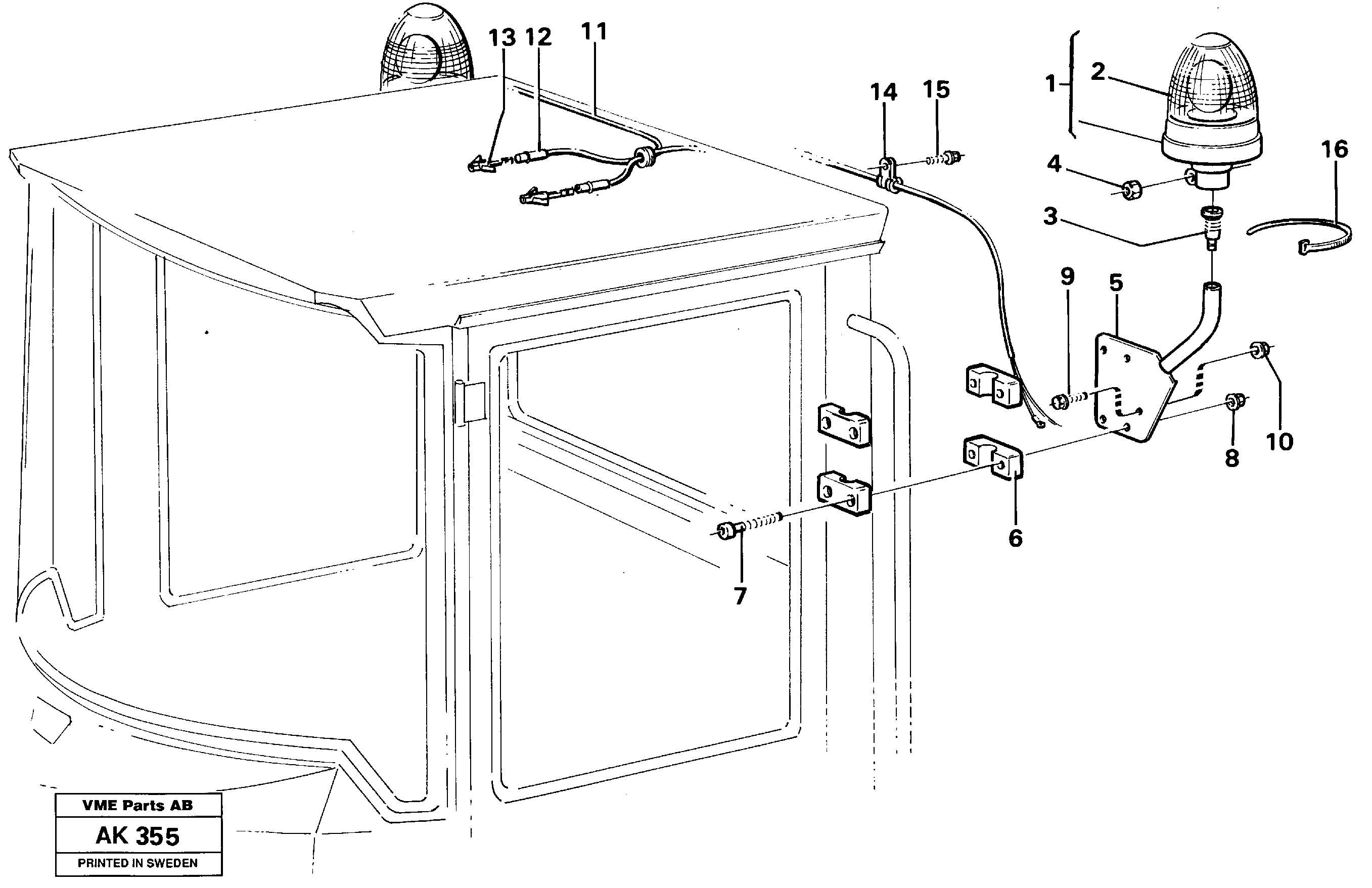 Revolving warning light.  92448 — volvo parts diagram