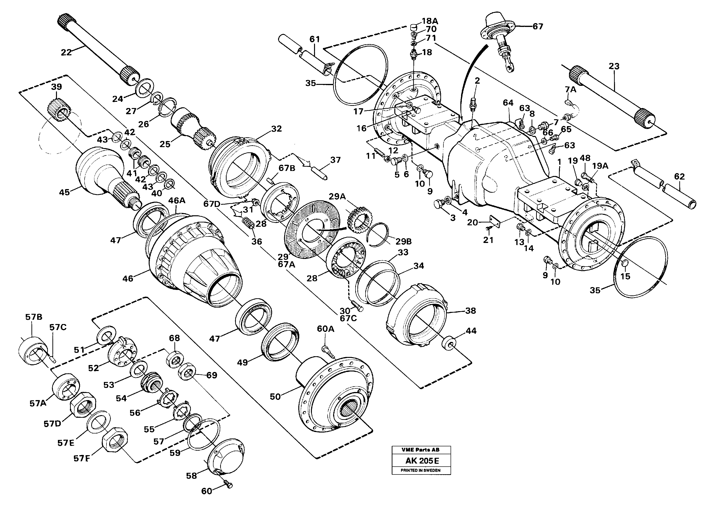 Planet shaft, front  23823,   23839,   23842,   23852,   23854.   AWB 40 — volvo parts diagram