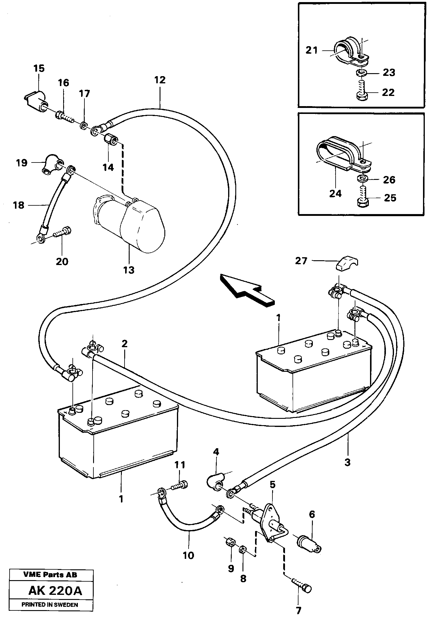 Battery with assembling details — volvo parts diagram