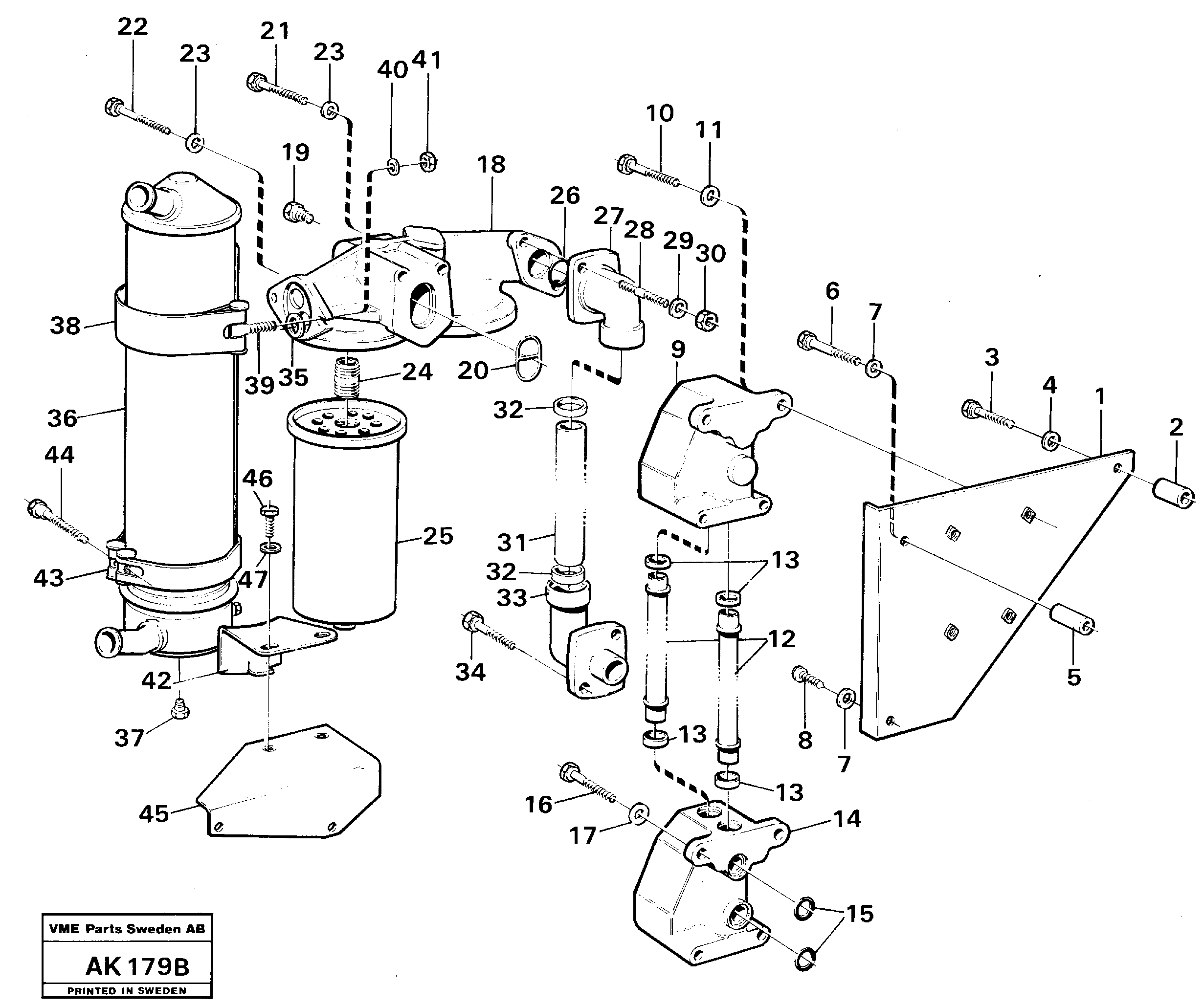 Oil filter and oil cooler — volvo parts diagram