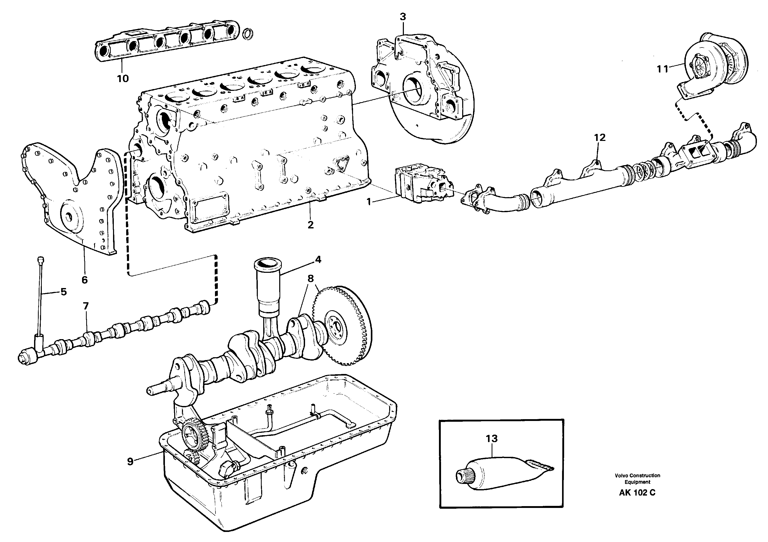 Engine with fitting parts — volvo parts diagram