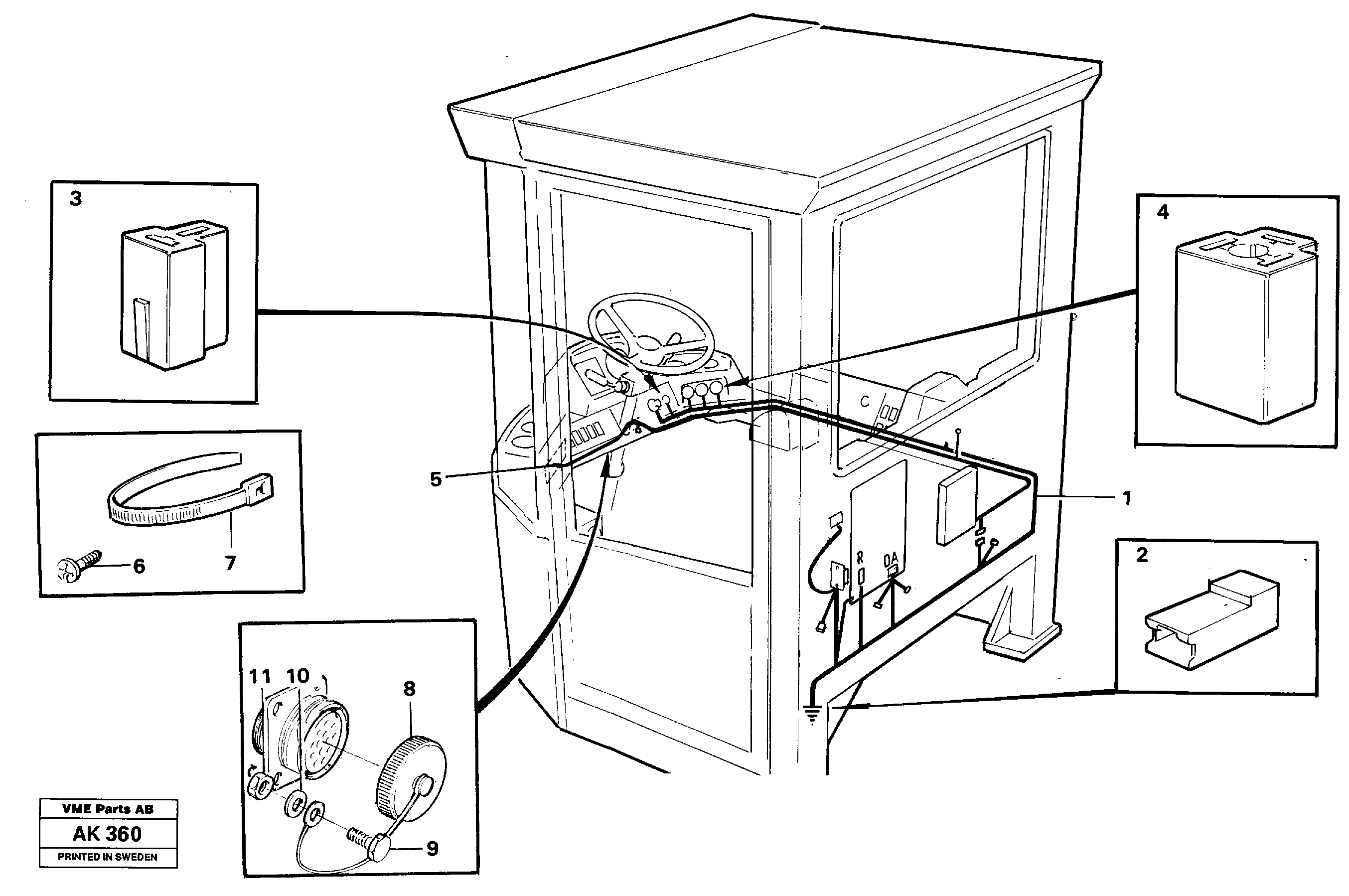 Cable harnesses, cab — volvo parts diagram