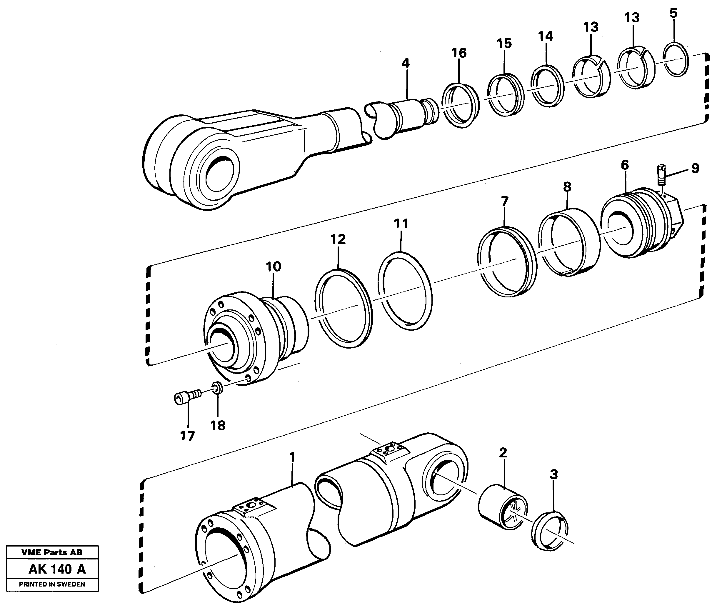 Hydraulic cylinder, lifting.  STD,   USA,   33809 — volvo parts diagram