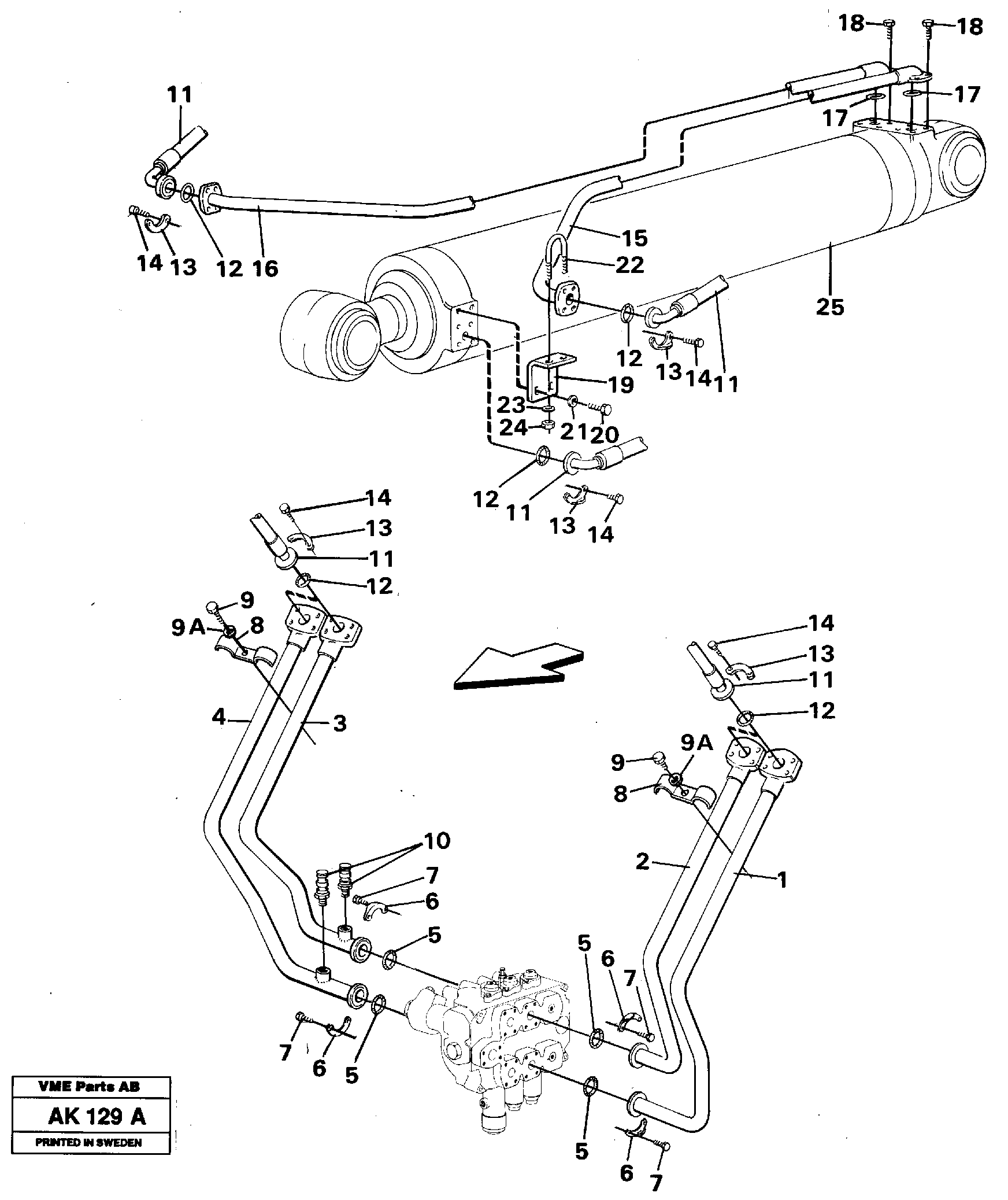 Hydraulic system, tilt function.  STD SER NO - 2442 / SER NO - 60468 USA,   33809 — volvo parts diagram