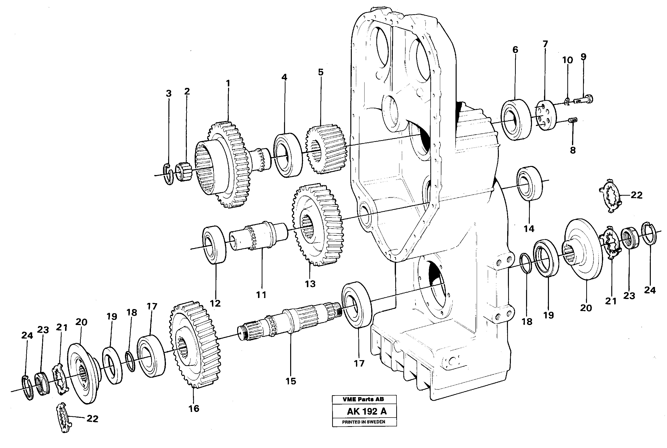 Transfer case, gears and shafts — volvo parts diagram
