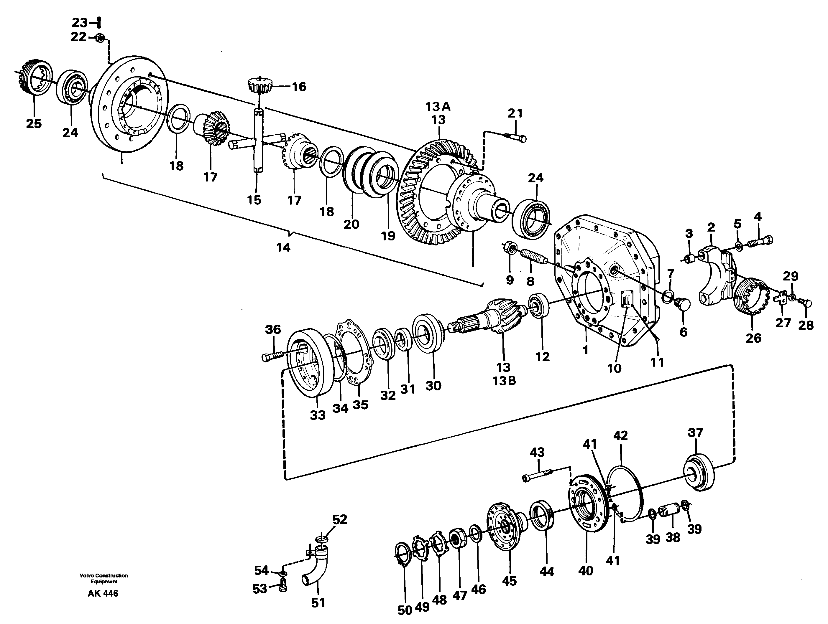 Final drive, front  23854.   AWB 40 — volvo parts diagram