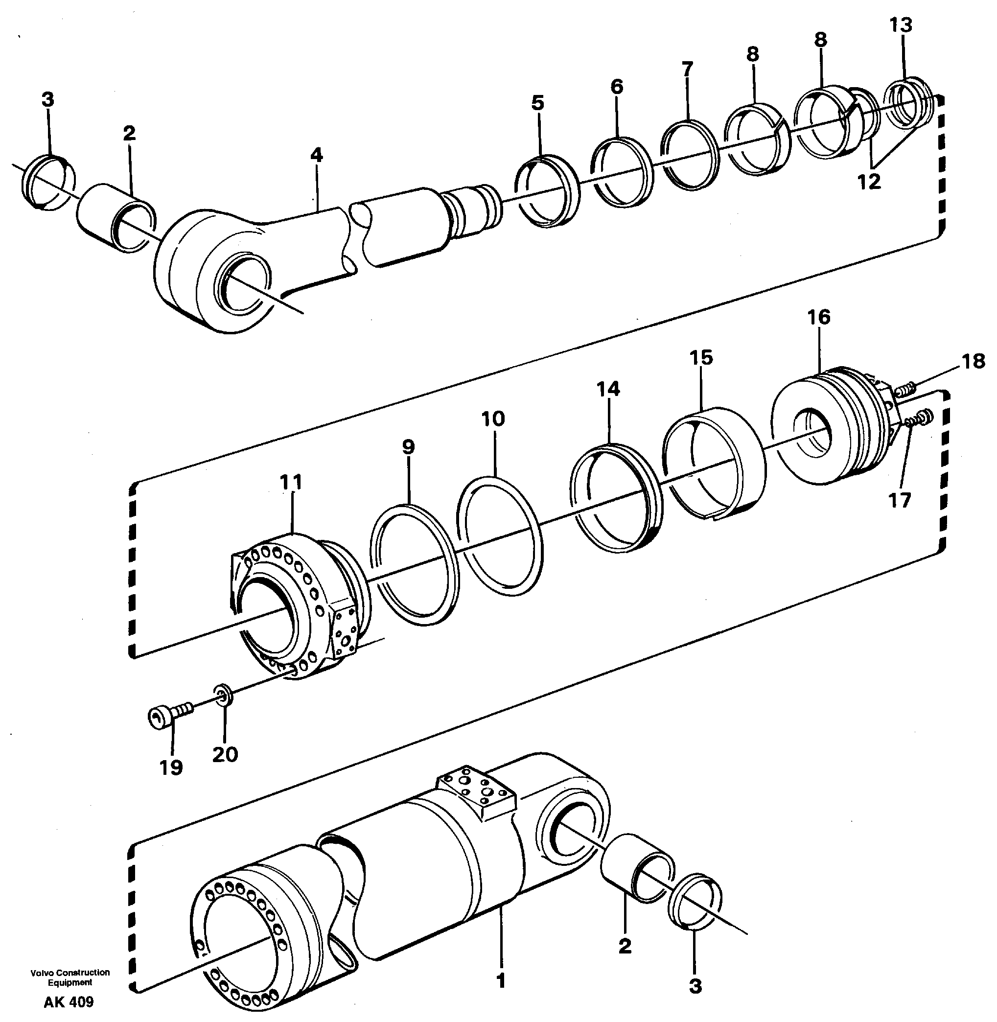 Hydraulic cylinder, tilt  93438,   94576 — volvo parts diagram