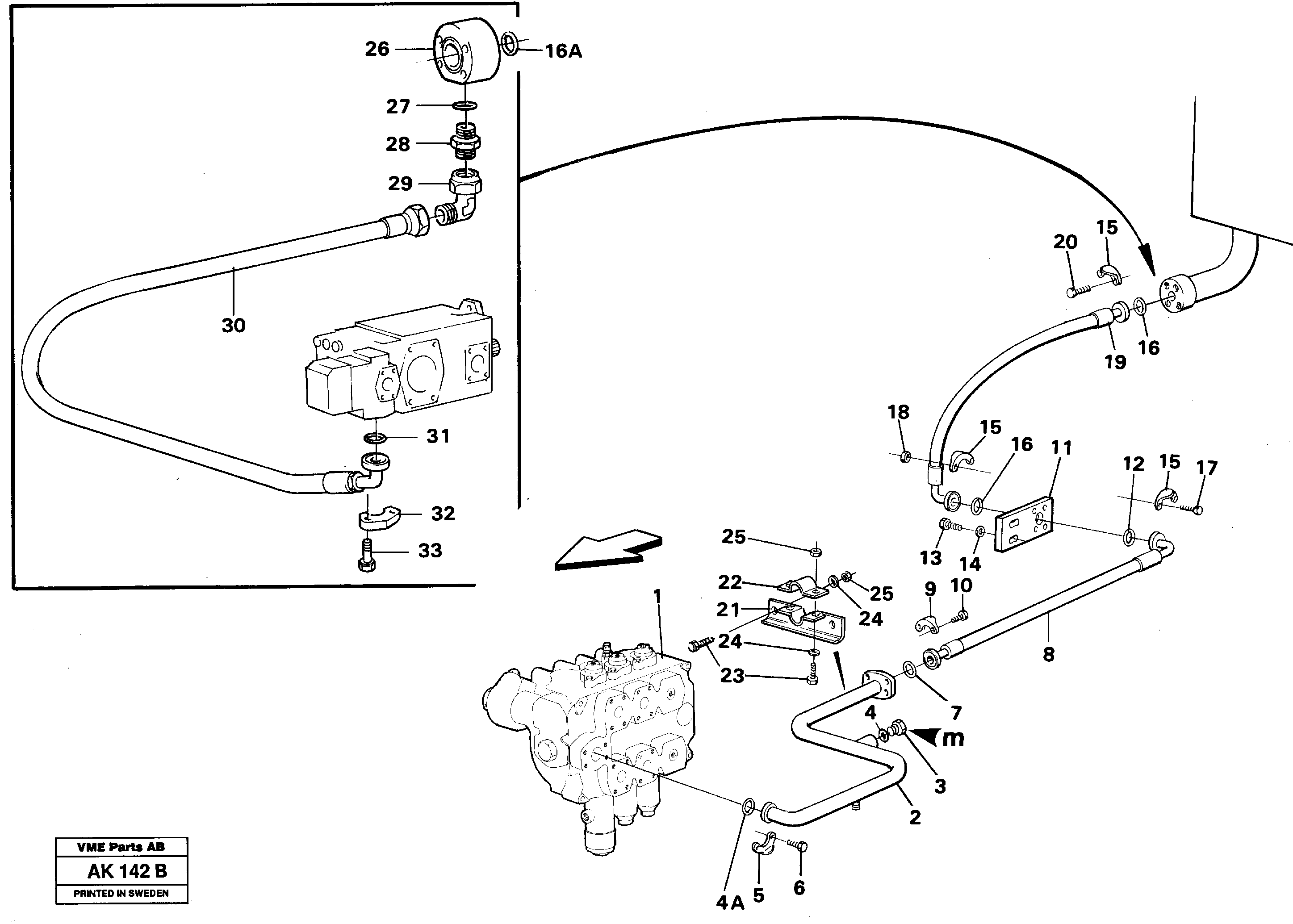 Hydraulic system, return line.  STD,   USA,   33808,   33809 — volvo parts diagram