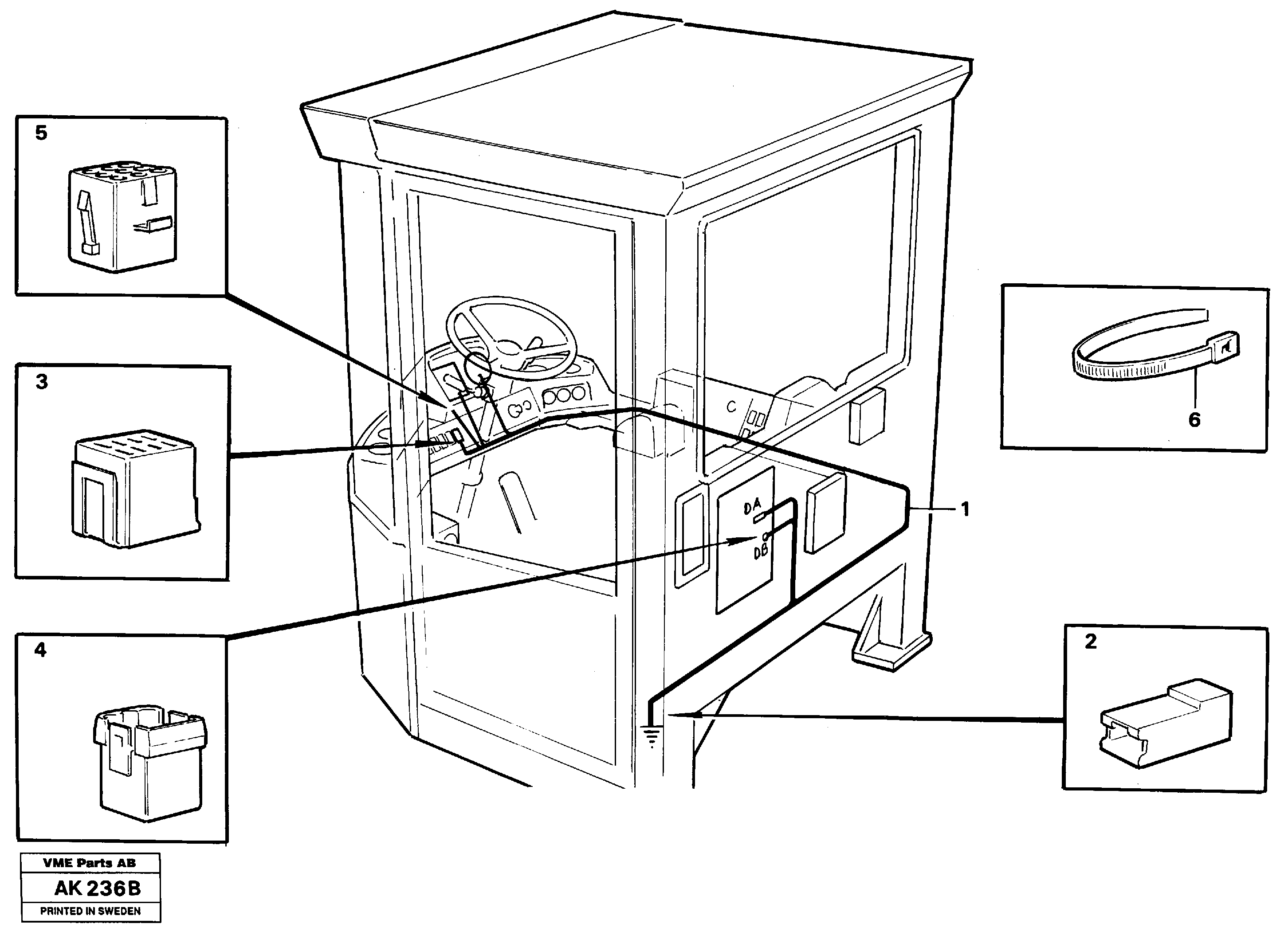 Cable harnesses, cab — volvo parts diagram