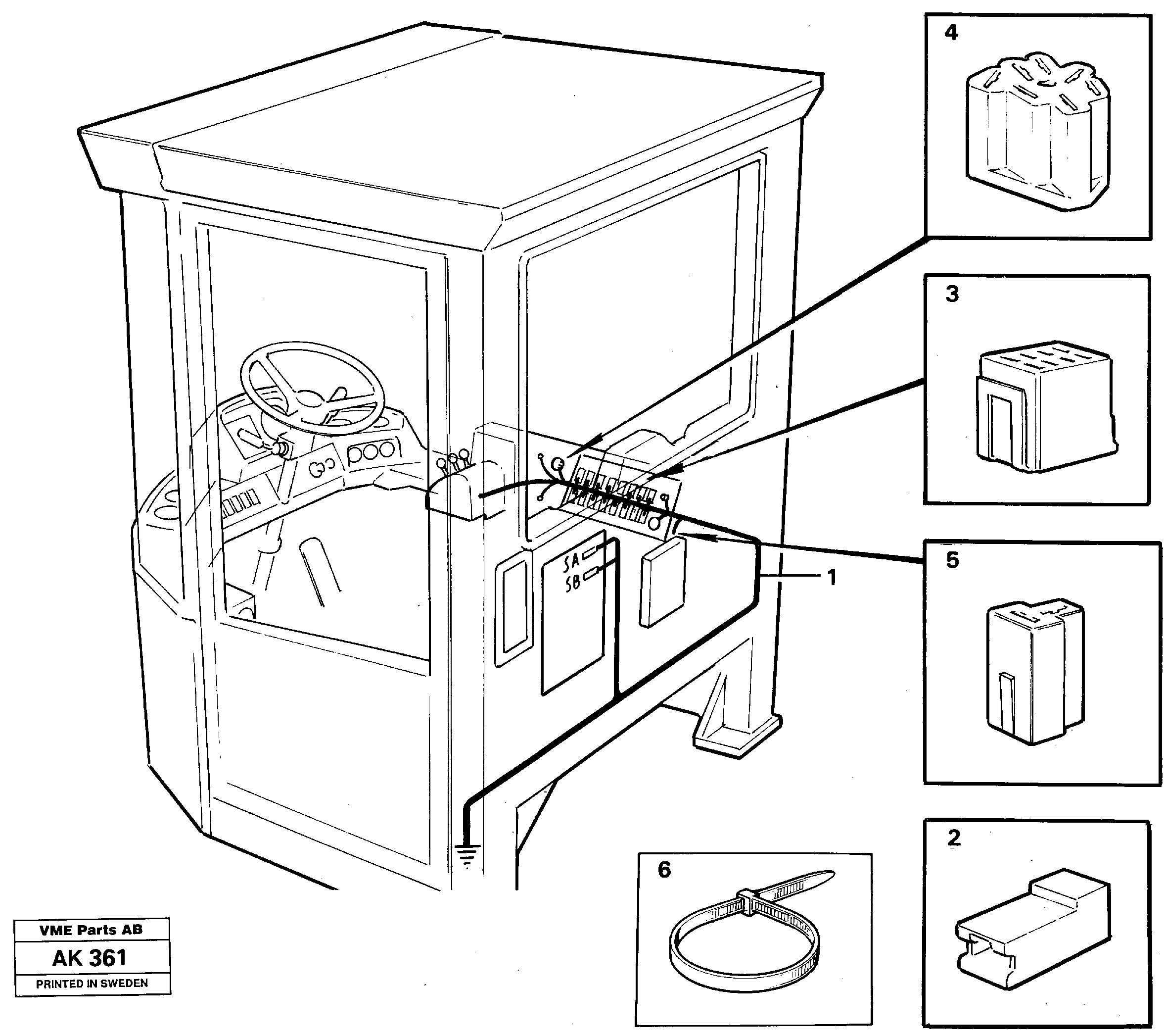 Cable harness, cab.  CAB - 3606 — volvo parts diagram