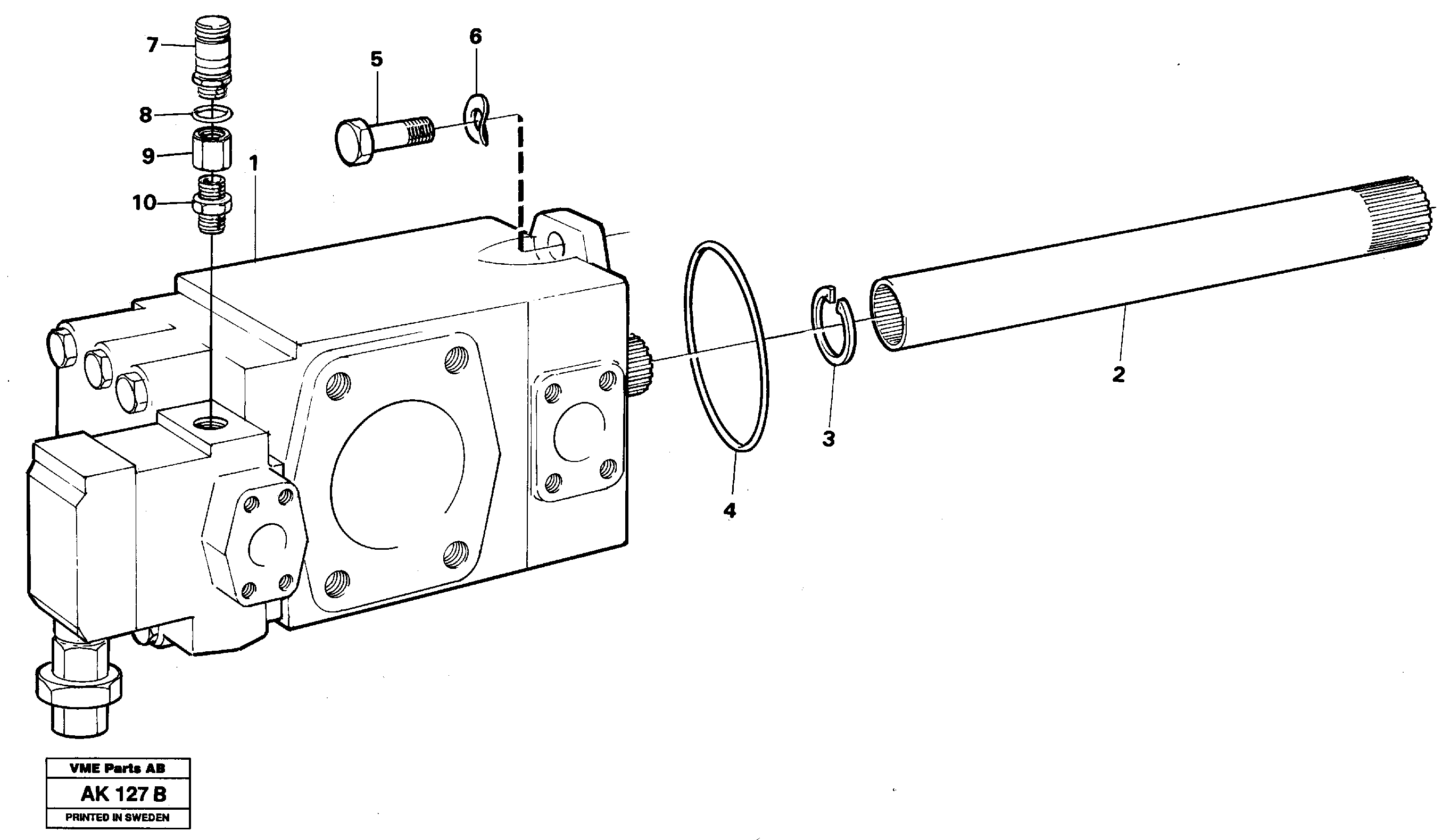 Hydraulic pump with fitting parts.  STD,   USA,   33808,   33809 — volvo parts diagram