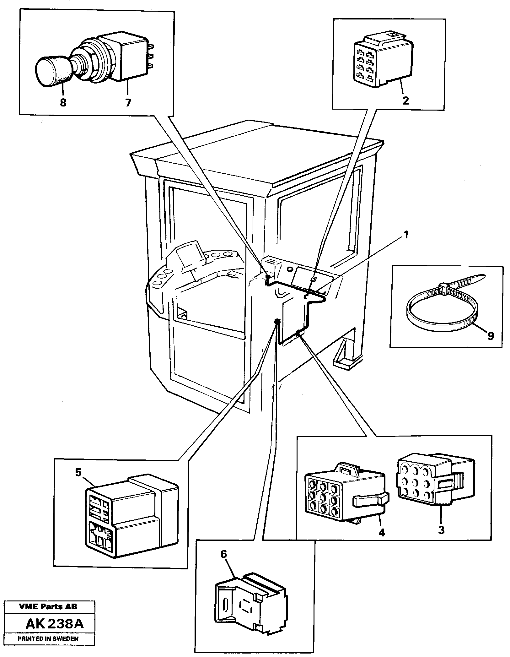 Cable harness, boom suspension system.  91871,   92447,   94600,   94601,   94956 — volvo parts diagram